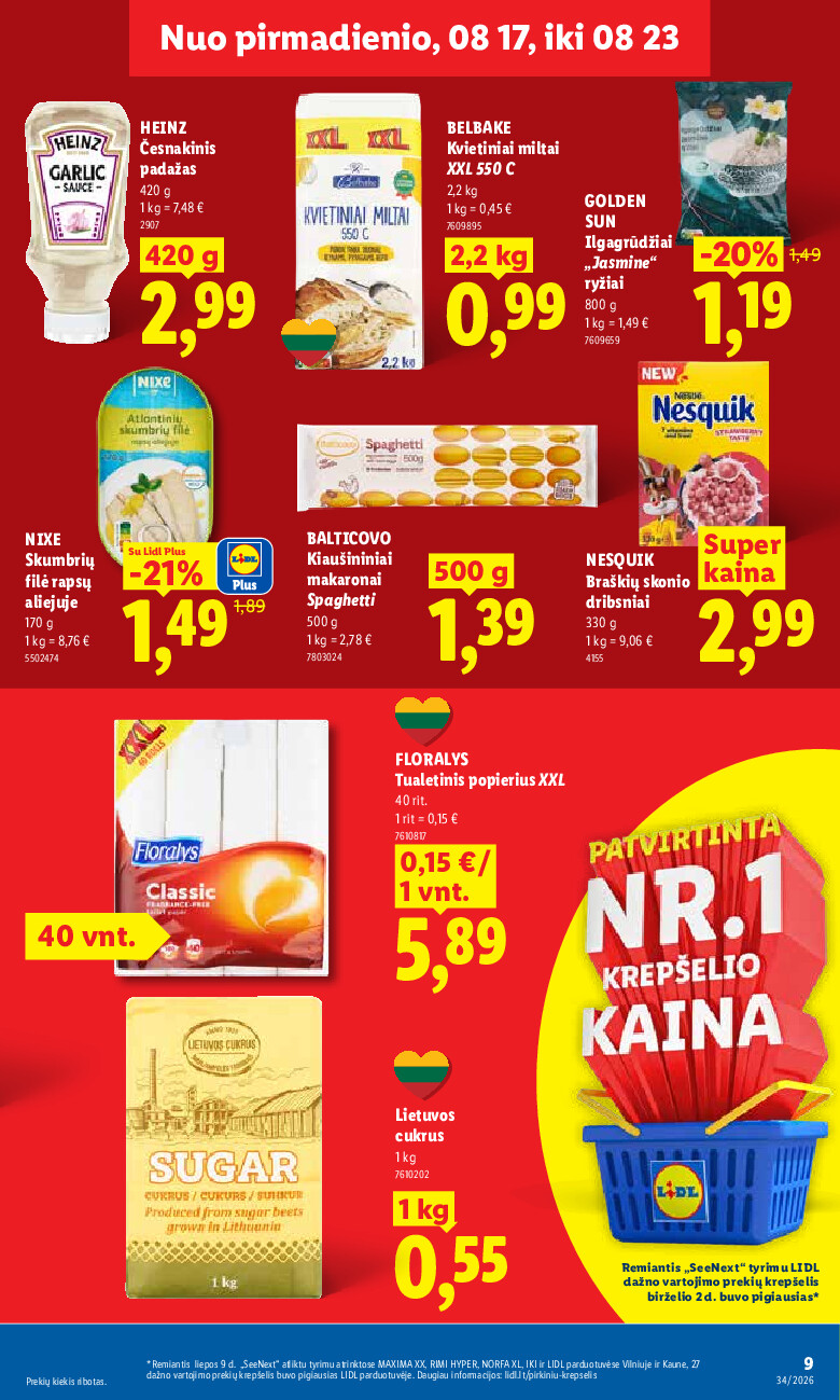 lidl - MAISTO PREKIŲ PASIŪLYMAI (2026-08-17 - 2026-08-23) - page: 9