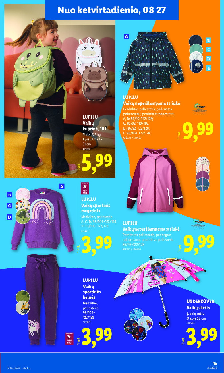 lidl - NE MAISTO PREKIŲ PASIŪLYMAI (2026-08-24 - 2026-08-30) - page: 15