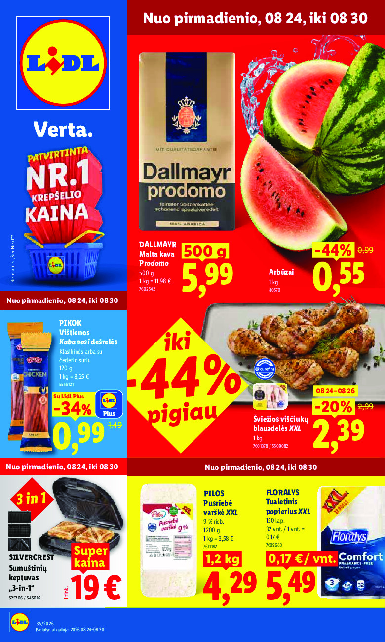 lidl - MAISTO PREKIŲ PASIŪLYMAI (2026-08-24 - 2026-08-30) - page: 1