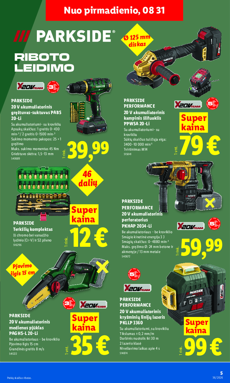 lidl - NE MAISTO PREKIŲ PASIŪLYMAI (2026-08-31 - 2026-09-06) - page: 5