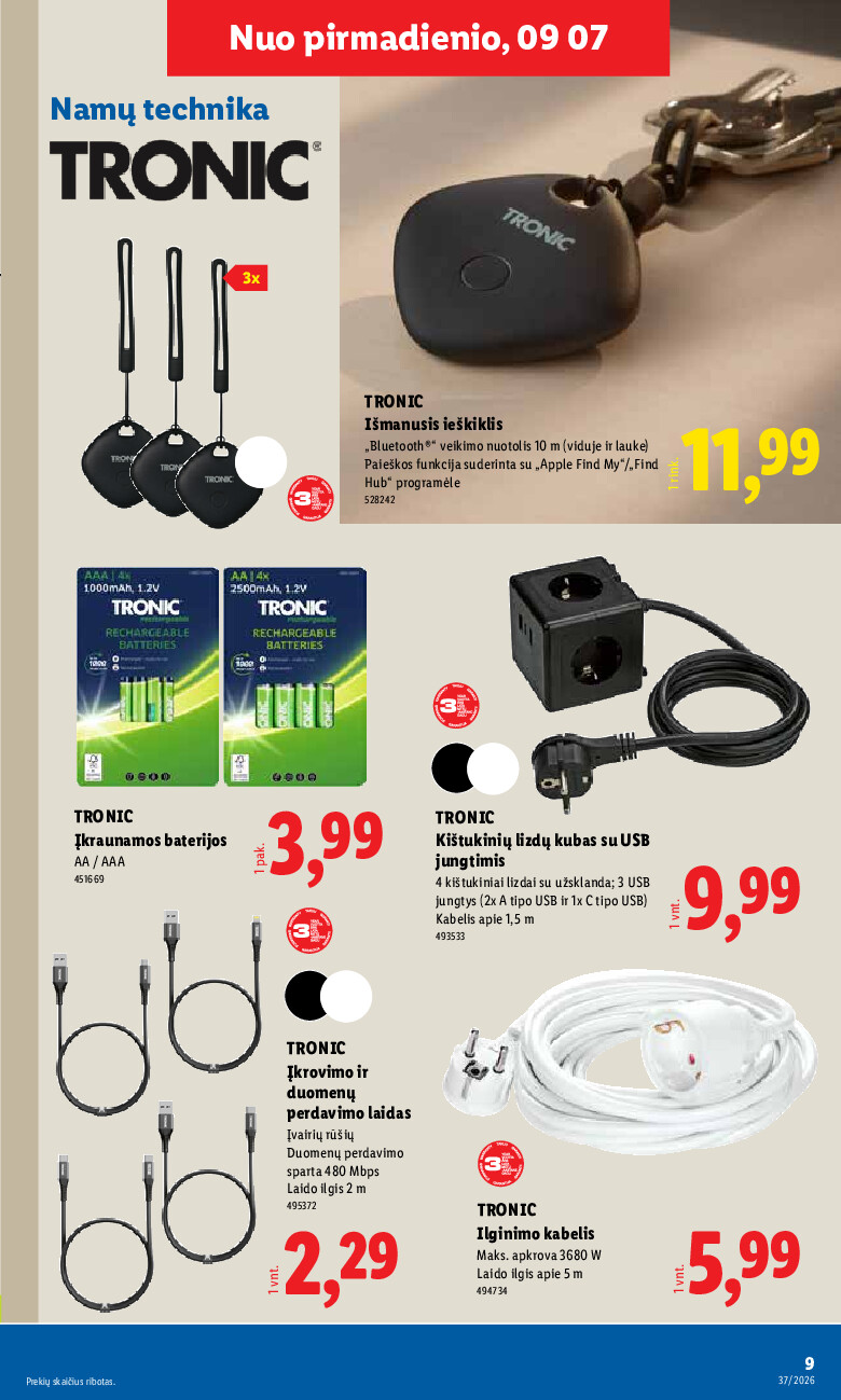 lidl - NE MAISTO PREKIŲ PASIŪLYMAI (2026-09-07 - 2026-09-13) - page: 9