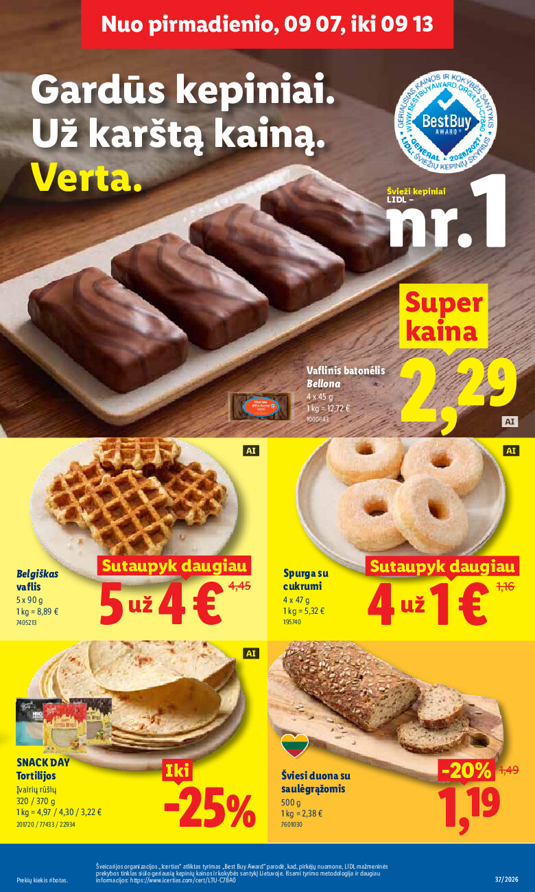 lidl - MAISTO PREKIŲ PASIŪLYMAI (2026-09-07 - 2026-09-13) - page: 39
