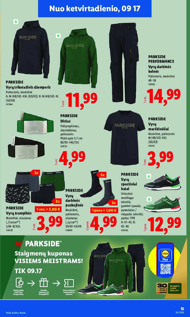 lidl - NE MAISTO PREKIŲ PASIŪLYMAI (2026-09-14 - 2026-09-20) - page: 15