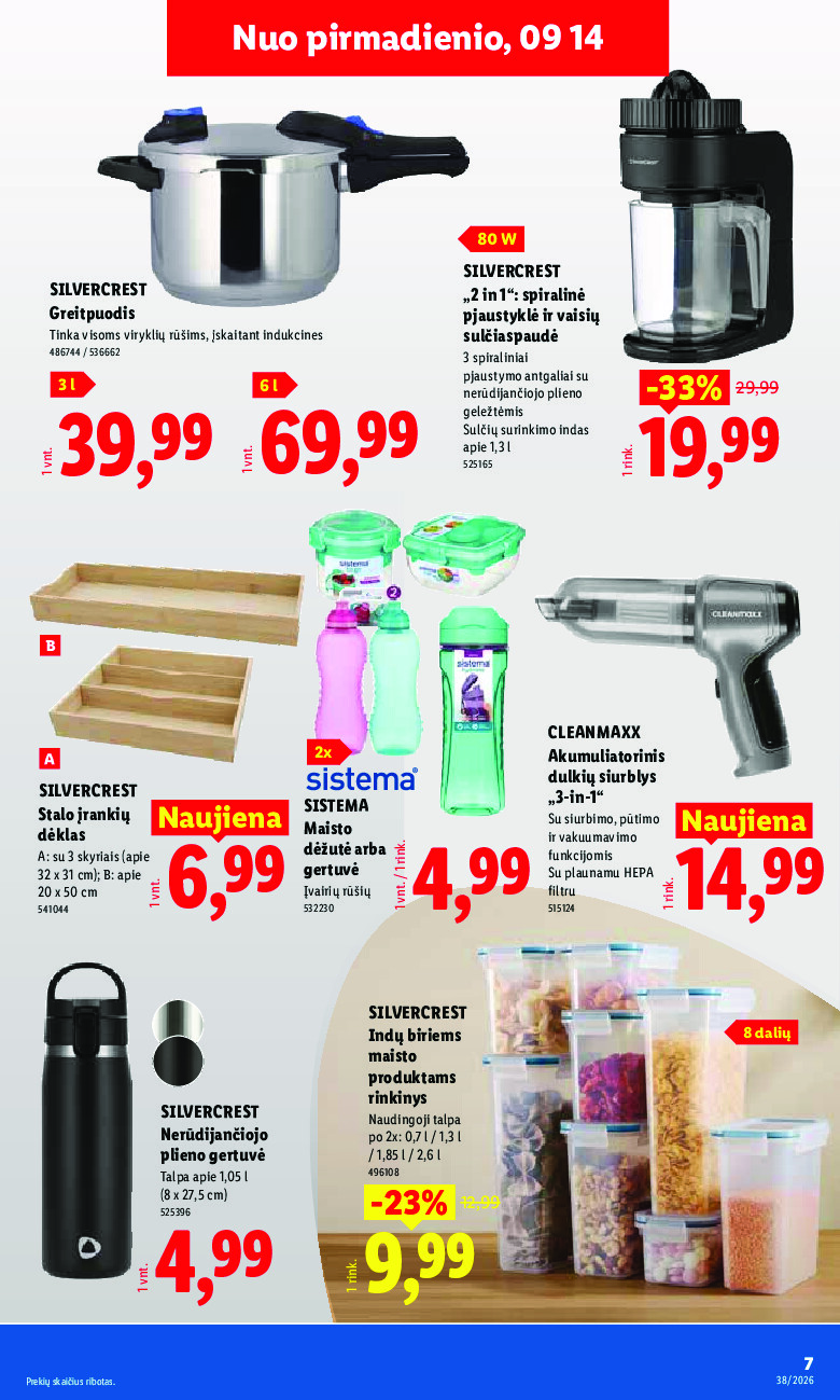 lidl - NE MAISTO PREKIŲ PASIŪLYMAI (2026-09-14 - 2026-09-20) - page: 7