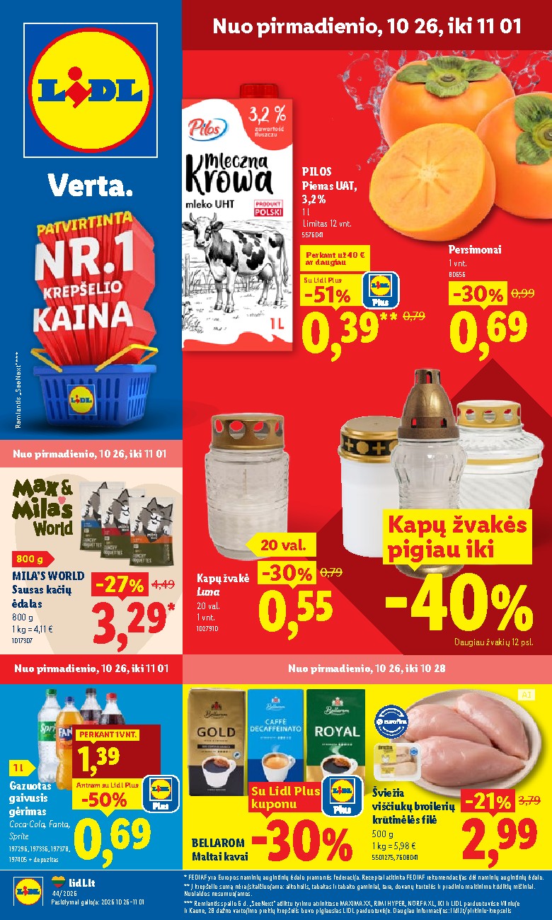 lidl - MAISTO PREKIŲ PASIŪLYMAI (2026-10-26 - 2026-11-01) - page: 1