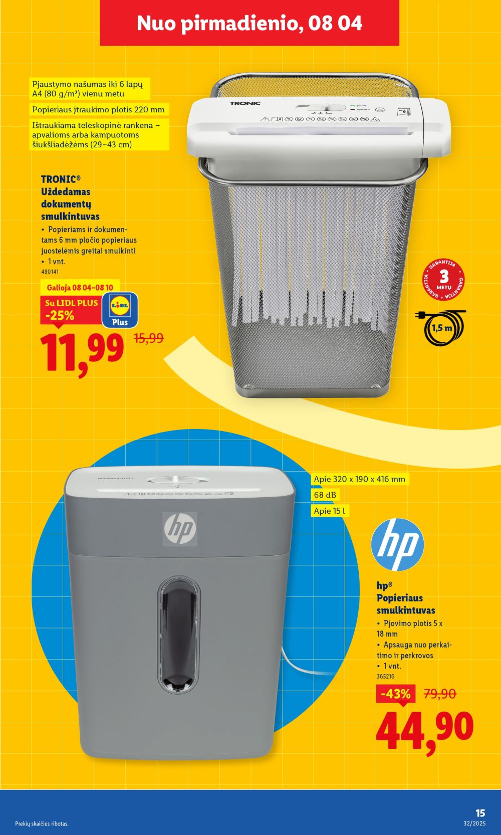 lidl - LIDL - Ne maisto prekių pasiūlymai (2025 08 04 - 2025 08 10) - page: 15