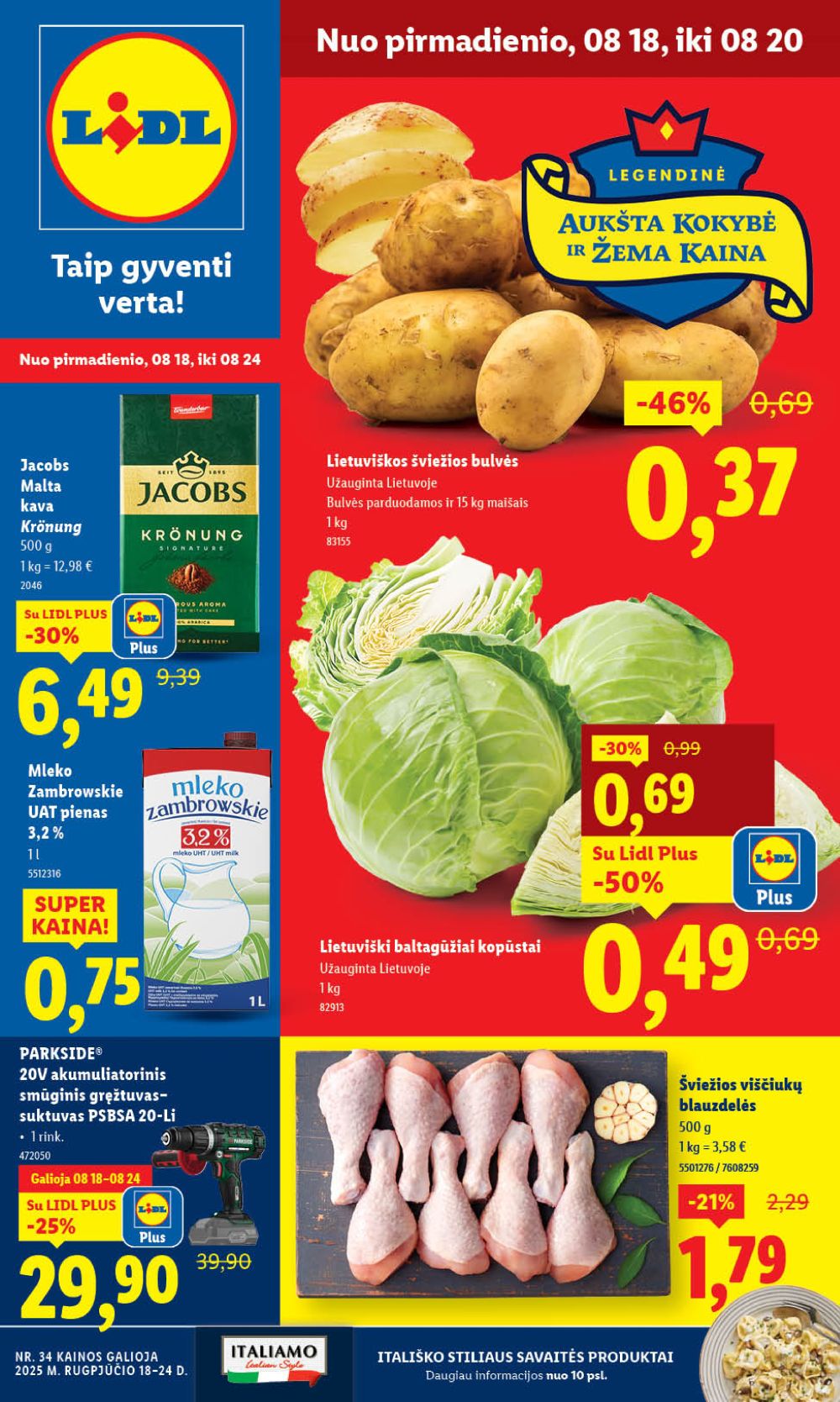 lidl - LIDL - Maisto prekių pasiūlymai (2025 08 18 - 2025 08 24)