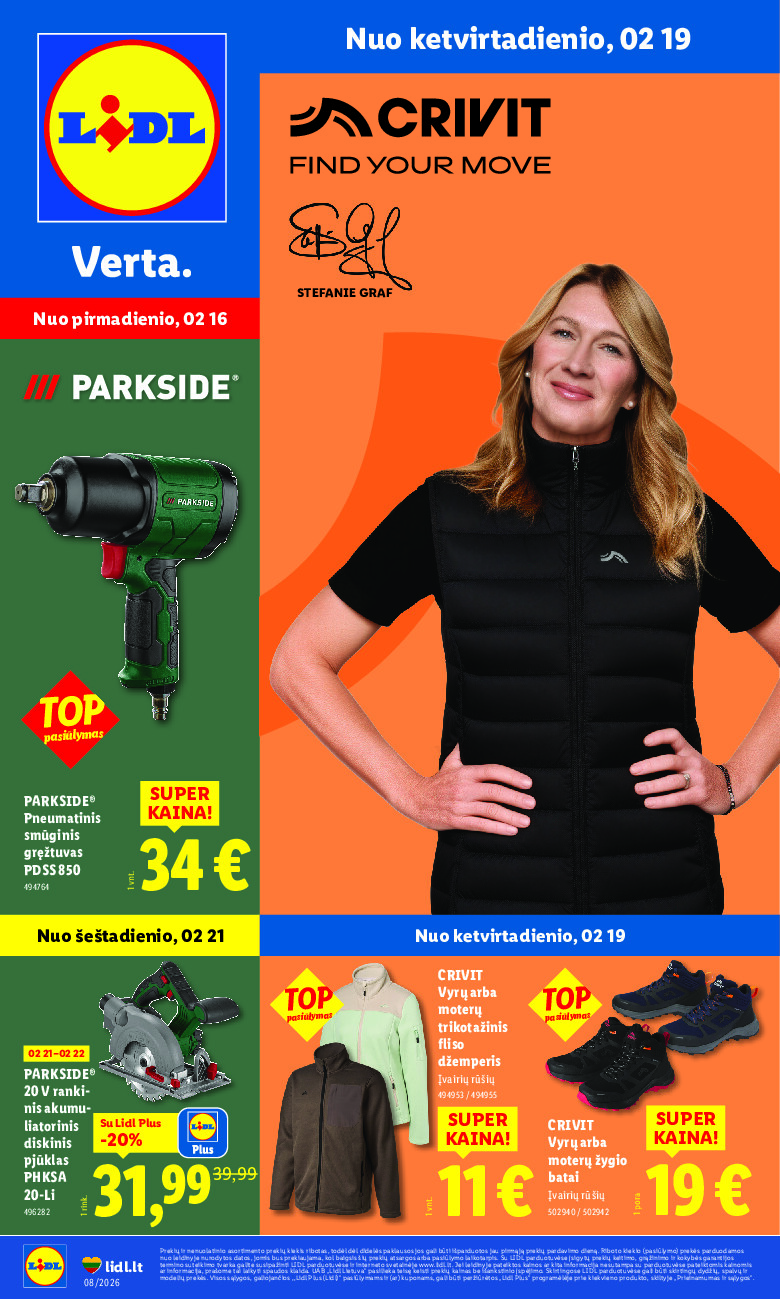 lidl - NE MAISTO PREKIŲ PASIŪLYMAI (2026-02-16 - 2026-02-22)