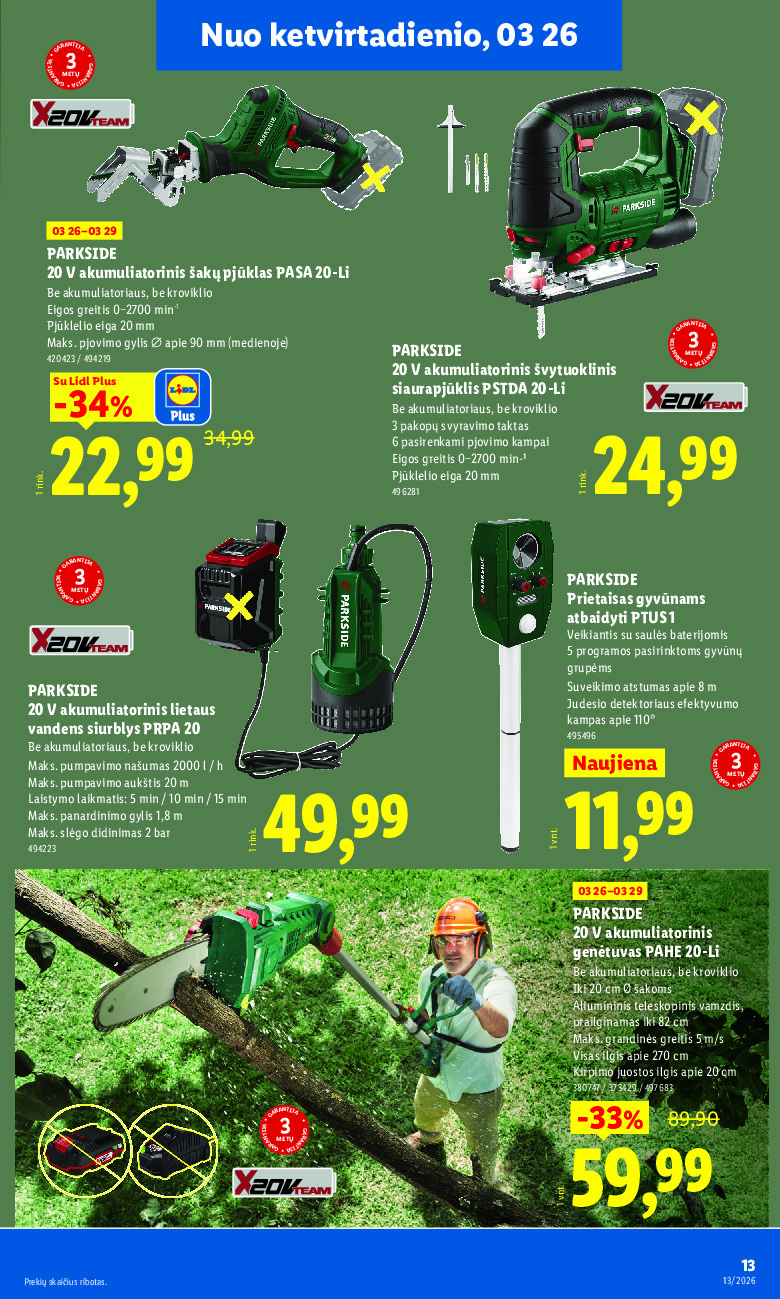 lidl - NE MAISTO PREKIŲ PASIŪLYMAI (2026-03-23 - 2026-03-29) - page: 13