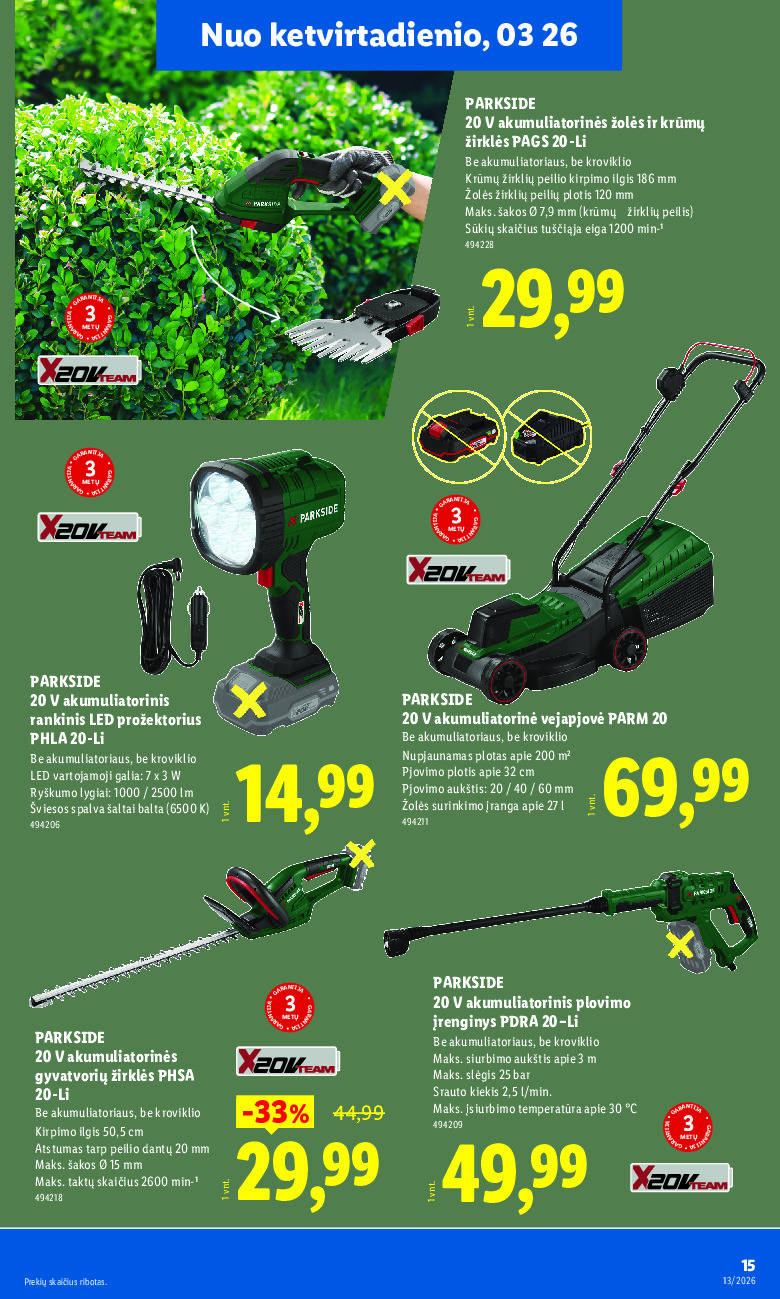 lidl - NE MAISTO PREKIŲ PASIŪLYMAI (2026-03-23 - 2026-03-29) - page: 15