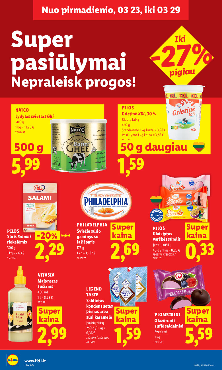lidl - MAISTO PREKIŲ PASIŪLYMAI (2026-03-23 - 2026-03-29) - page: 16