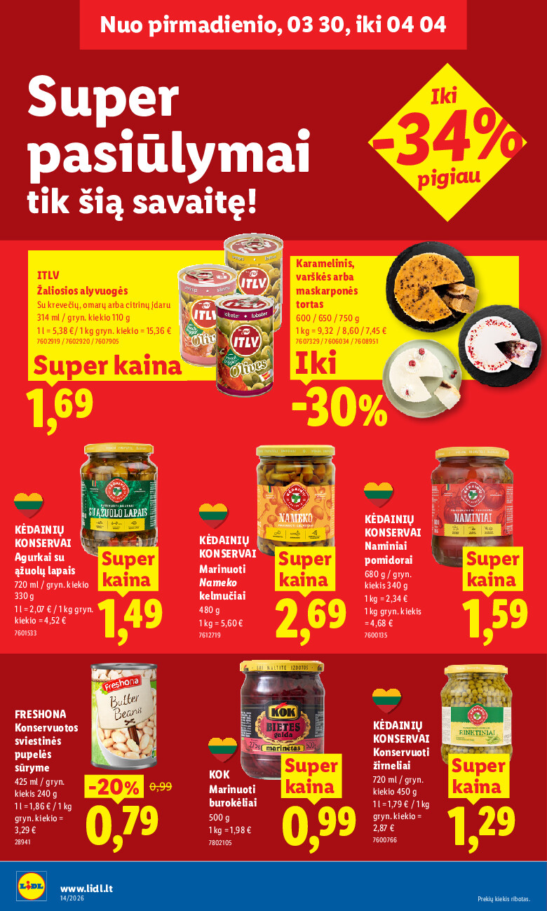lidl - MAISTO PREKIŲ PASIŪLYMAI (2026-03-30 - 2026-04-05) - page: 16