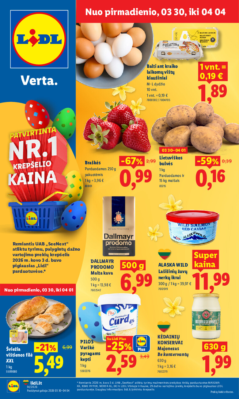 lidl - MAISTO PREKIŲ PASIŪLYMAI (2026-03-30 - 2026-04-05) - page: 1