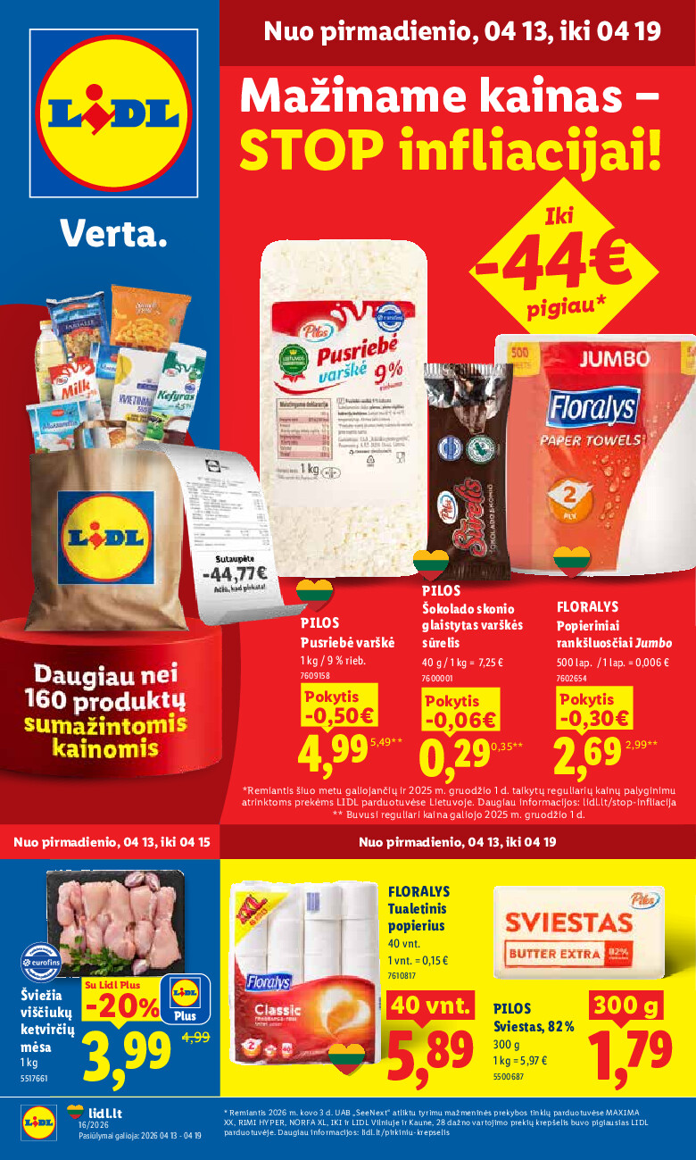 lidl - MAISTO PREKIŲ PASIŪLYMAI (2026-04-13 - 2026-04-19)