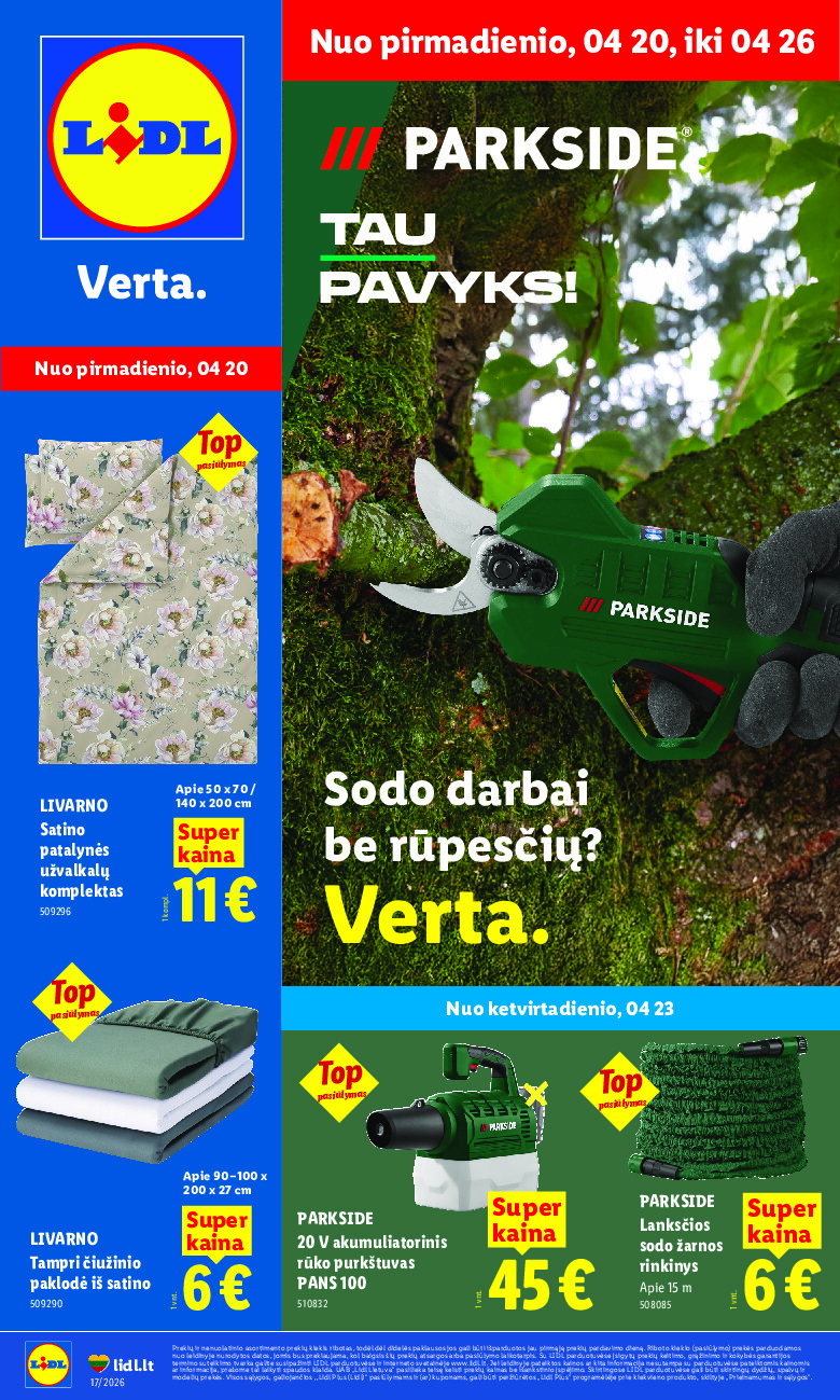 lidl - NE MAISTO PREKIŲ PASIŪLYMAI (2026-04-20 - 2026-04-26)