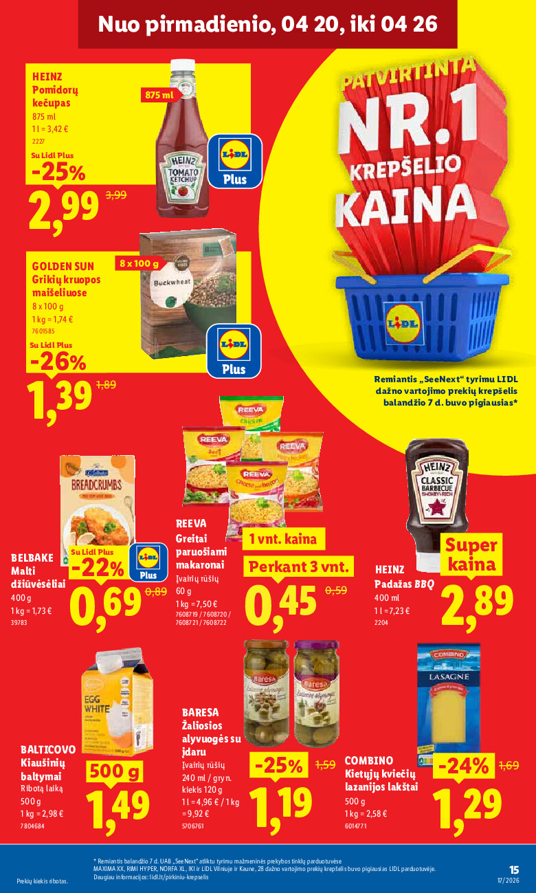 lidl - MAISTO PREKIŲ PASIŪLYMAI (2026-04-20 - 2026-04-26) - page: 15