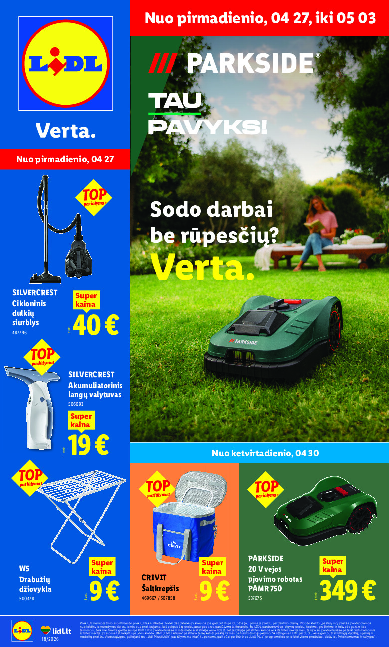 lidl - NE MAISTO PREKIŲ PASIŪLYMAI (2026-04-27 - 2026-05-03)