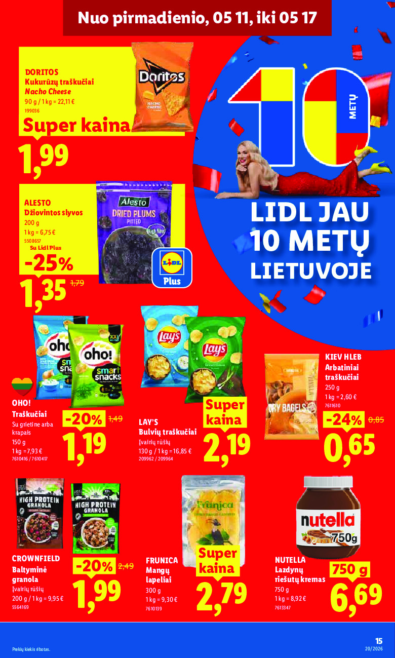 lidl - MAISTO PREKIŲ PASIŪLYMAI (2026-05-11 - 2026-05-17) - page: 15