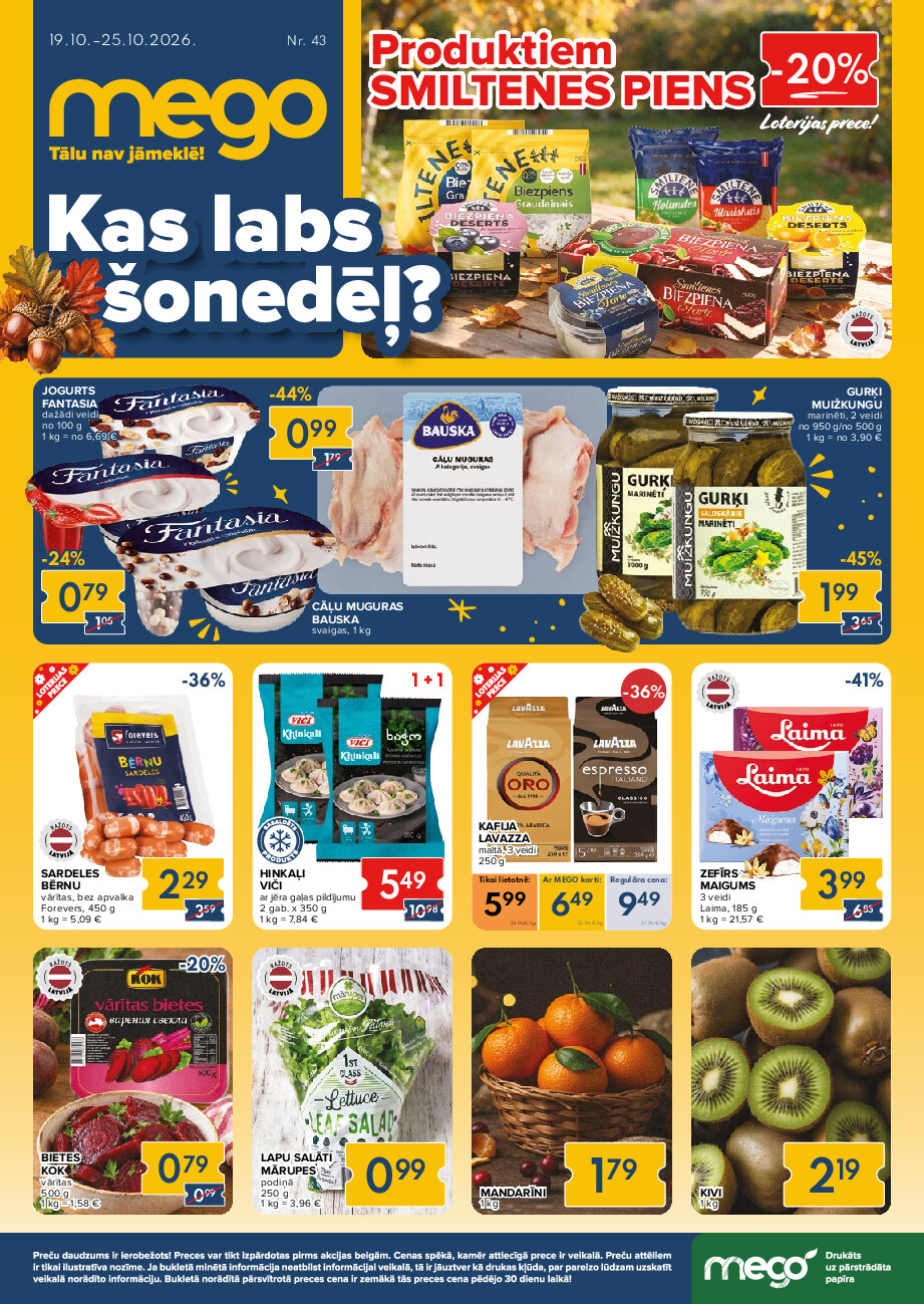mego - Kas labs šonedēļ? Buklets Nr. 43 (2026-10-19 - 2026-10-25) - page: 1