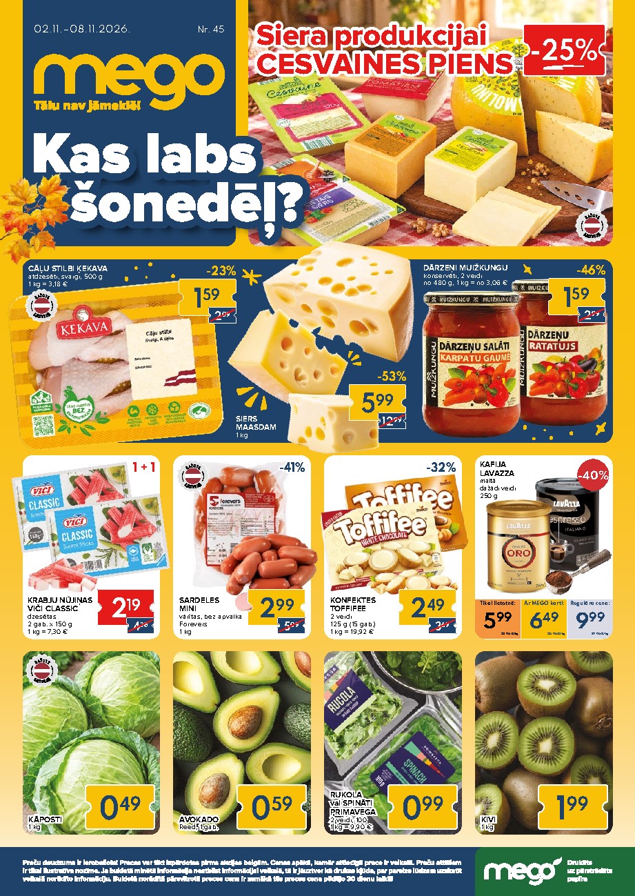 mego - Kas labs šonedēļ? Buklets Nr. 45 (2026-11-02 - 2026-11-08) - page: 1