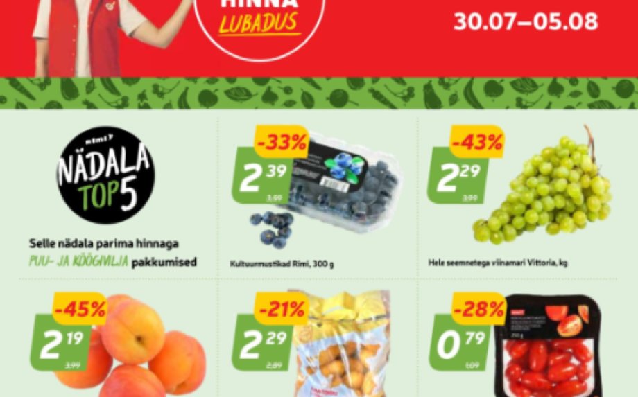 Parimate supermarketite (SELVER, LIDL, RIMI ja COOP) kõige asjakohasemad sooduspakkumised ja eripakkumised 31 nädala jooksul (2024.07.29-08.04)