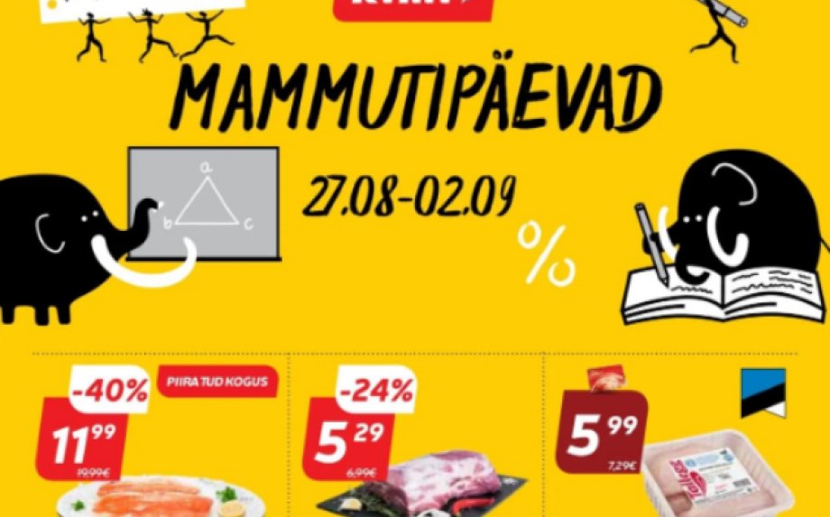 35. nädal (2024.08.26-09.01) soovitatud hinnalangused ja soodsad pakkumised populaarseimates kaubanduskeskustes (RIMI, SELVER, LIDL ja COOP)