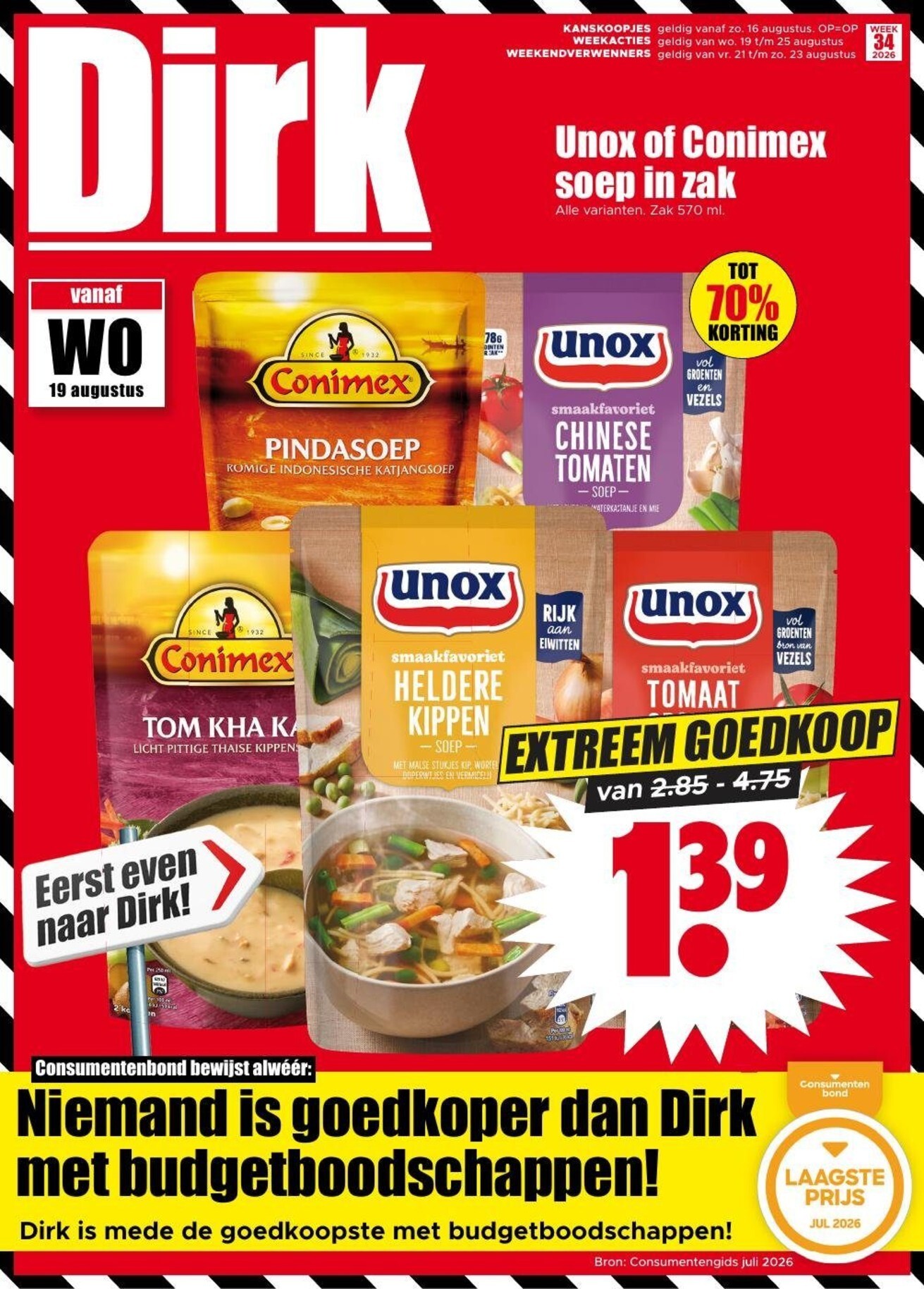 dirk - Dirk folder voor volgende week van woensdag 19-08-2026 tot dinsdag 25-08-2026 - page: 1