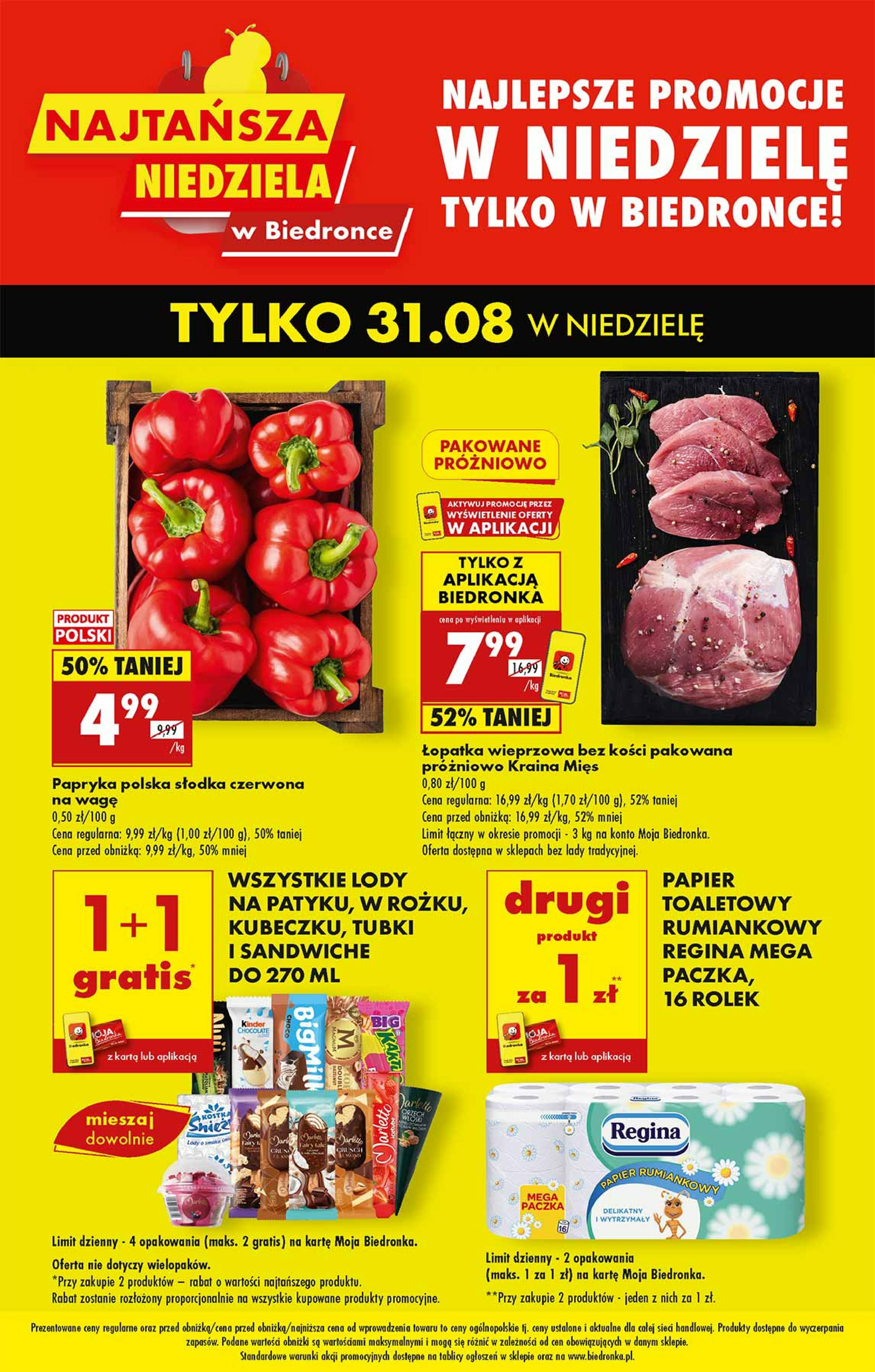 biedronka - Gazetka Biedronka - Najtańsza niedziela - ważna od 31.08. do 31.08.