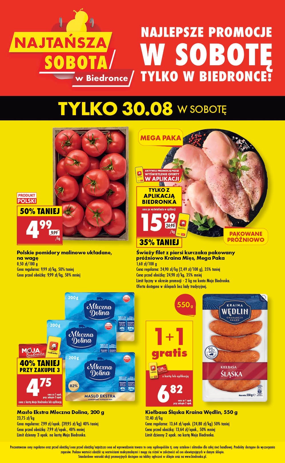 biedronka - Gazetka Biedronka - Najtansza sobota - ważna od 30.08. do 30.08.