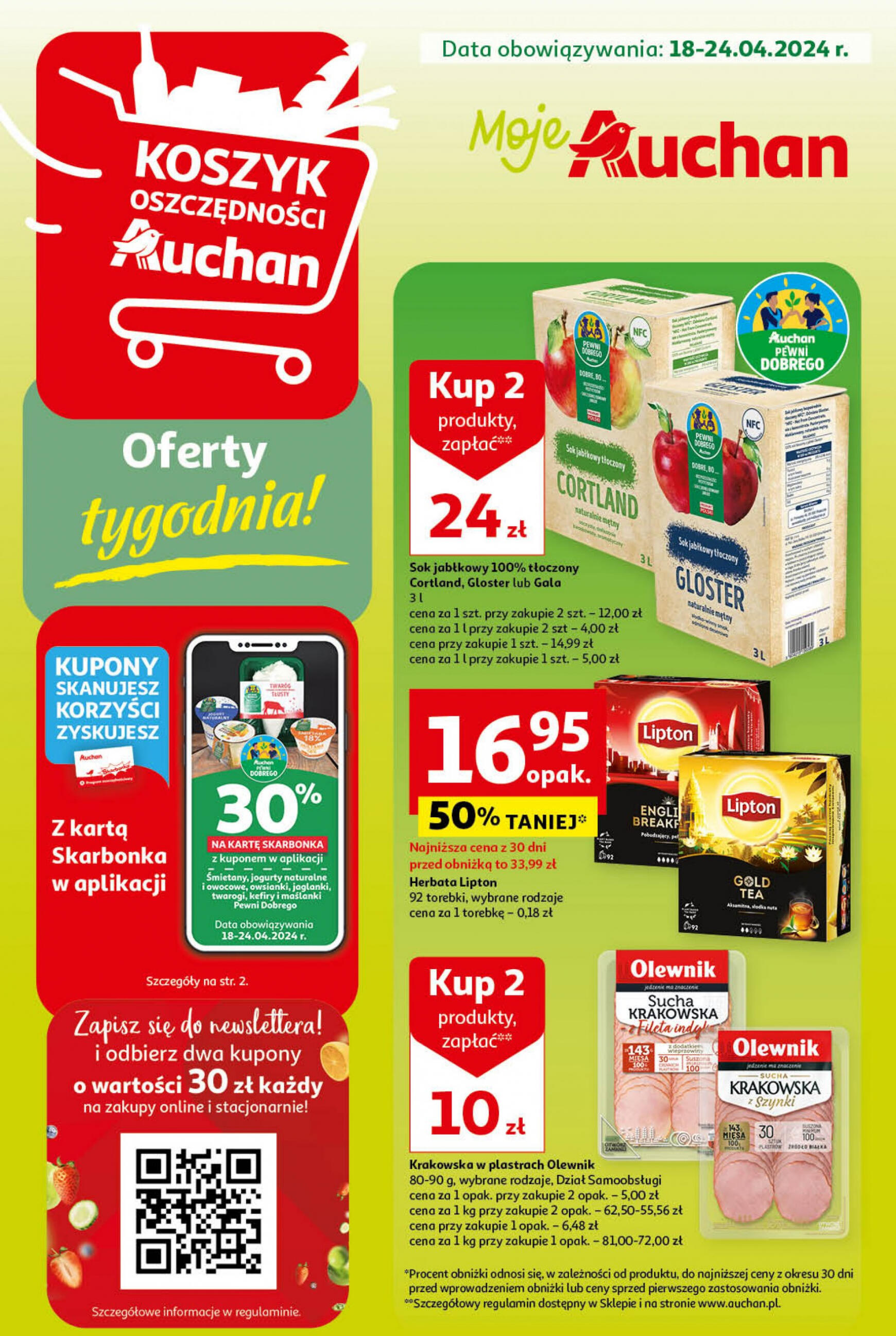 auchan - Moje Auchan - Gazetka Oferty tygodnia! gazetka aktualna ważna od 18.04. - 24.04. - page: 1