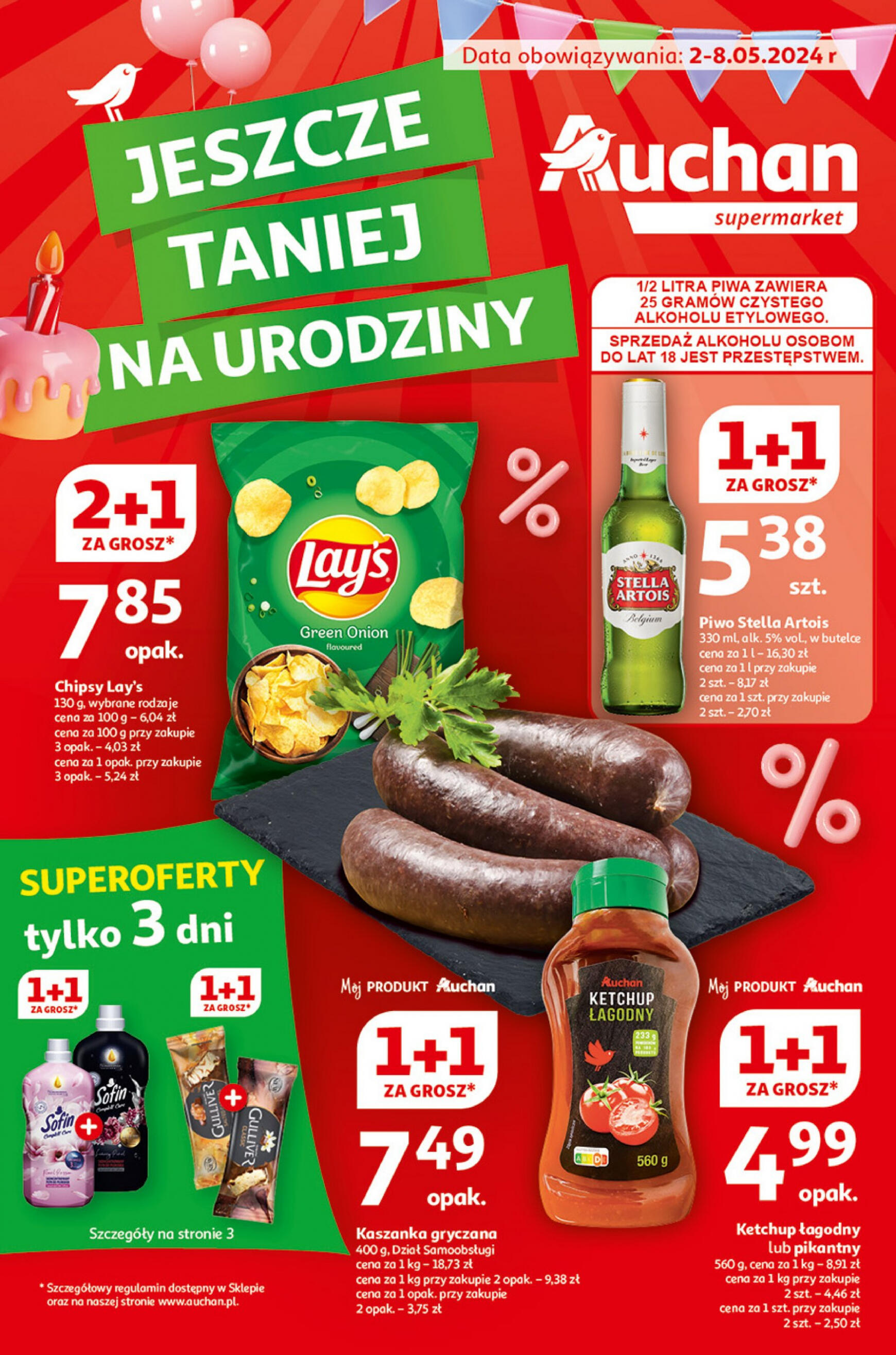 auchan - Supermarket Auchan - Gazetka Jeszcze taniej na urodziny gazetka aktualna ważna od 02.05. - 08.05.