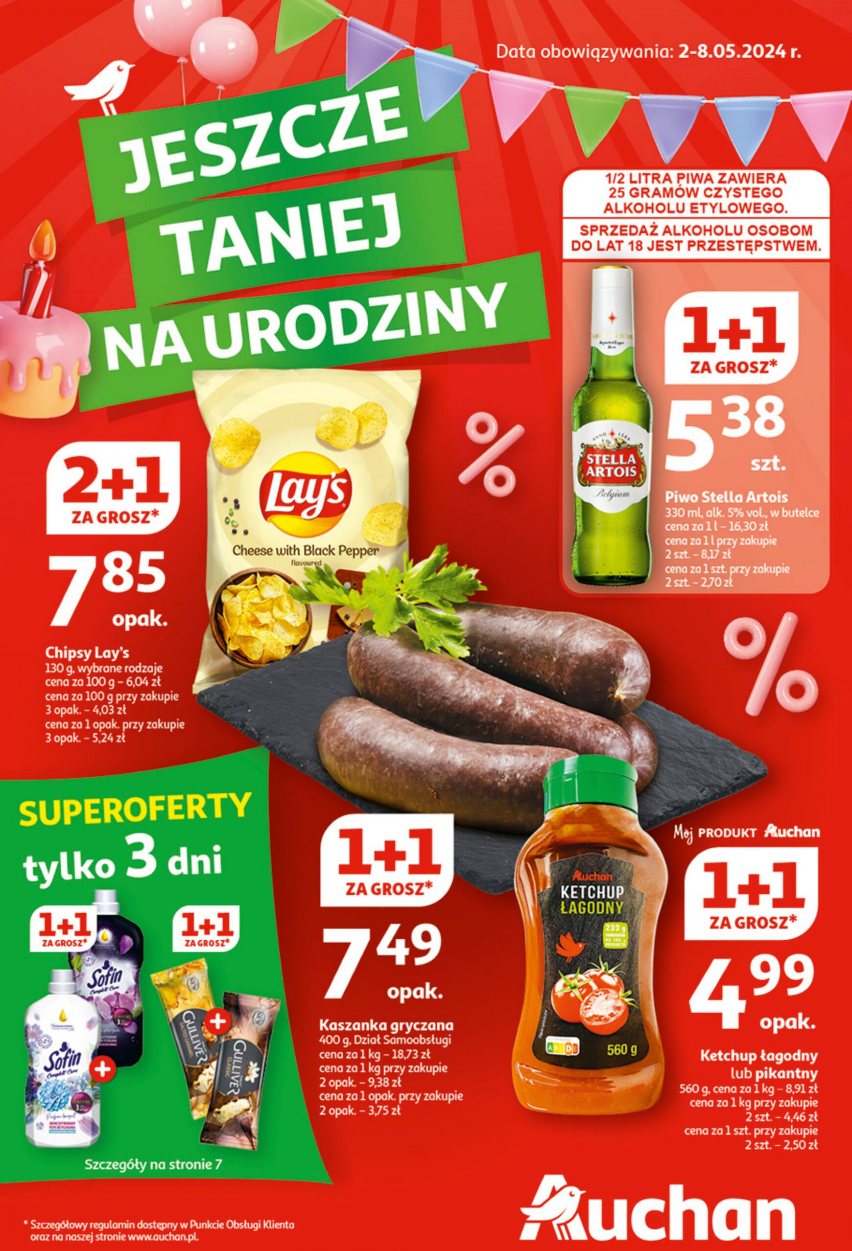 auchan - Hipermarket Auchan - Gazetka Jeszcze taniej na urodziny gazetka aktualna ważna od 02.05. - 08.05. - page: 1