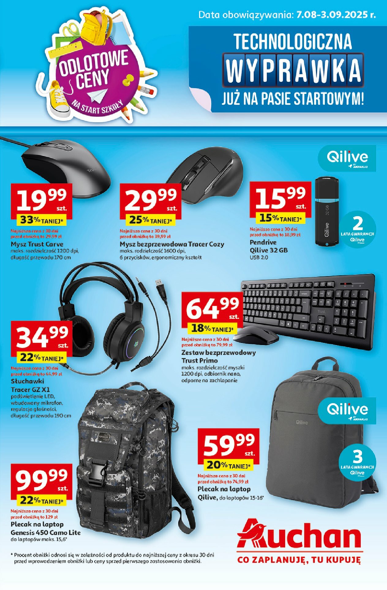 auchan - Gazetka Hipermarket Auchan - Technologiczna wyprawka szkolna - ważna od 07.08. do 03.09. - page: 1