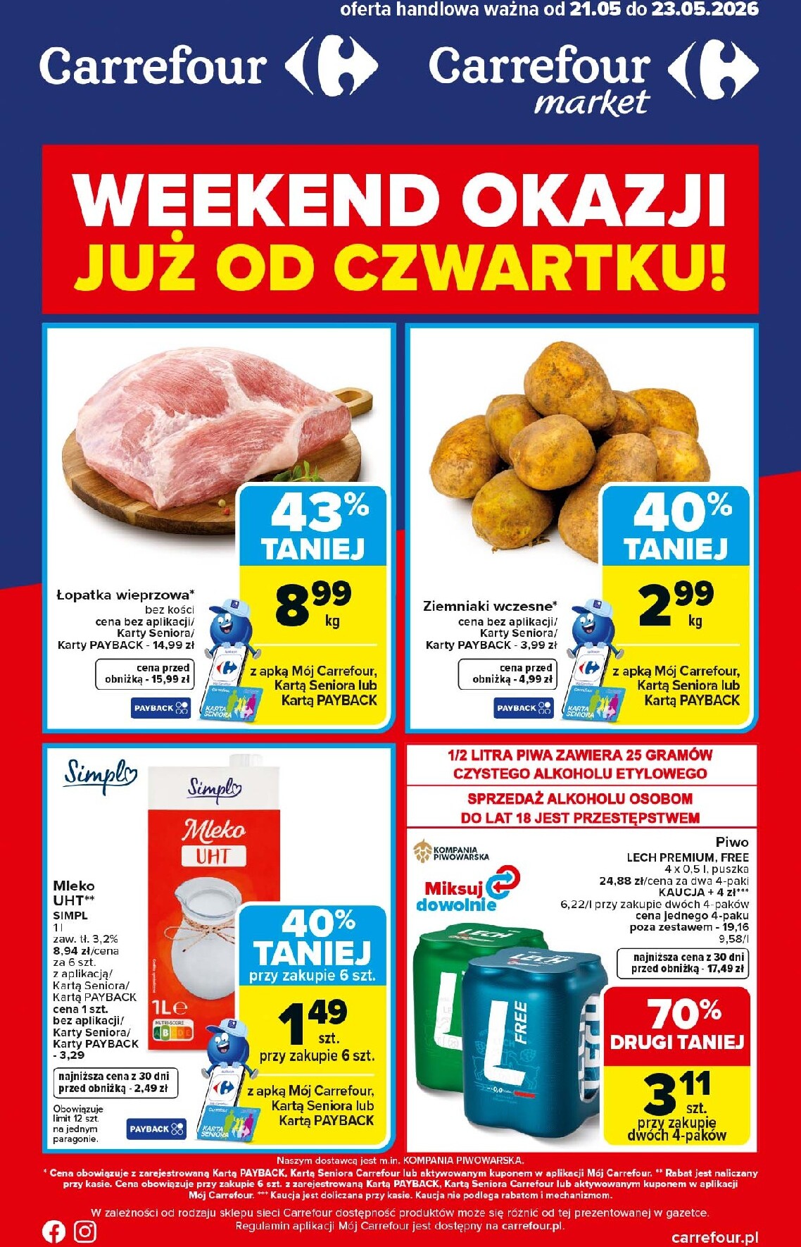 carrefour - Nowa gazetka Carrefour - Weekend promek już od czwartku ważna od 21.05.2026 do 23.05.2026