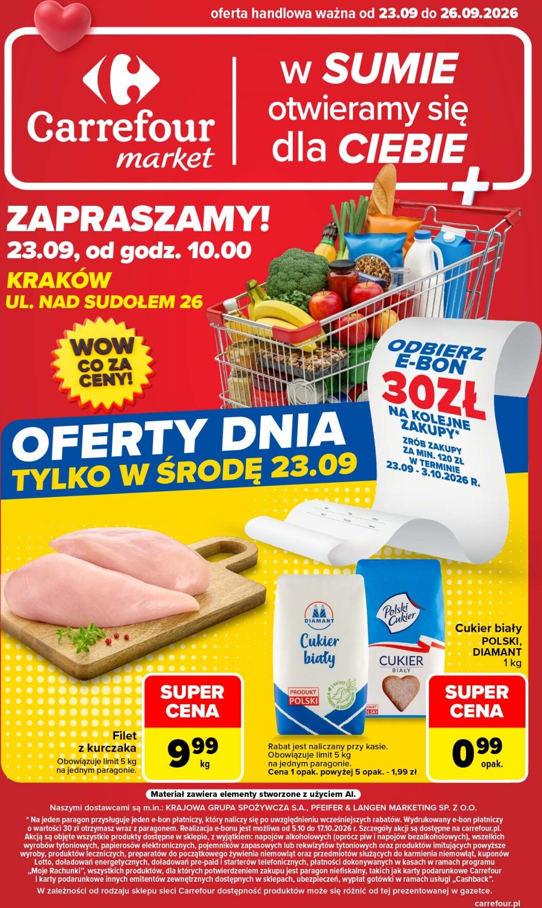 carrefour - Nowa gazetka Carrefour - Sumie otwieramy się dla Ciebie ważna od 23.09.2026 do 26.09.2026 - page: 1
