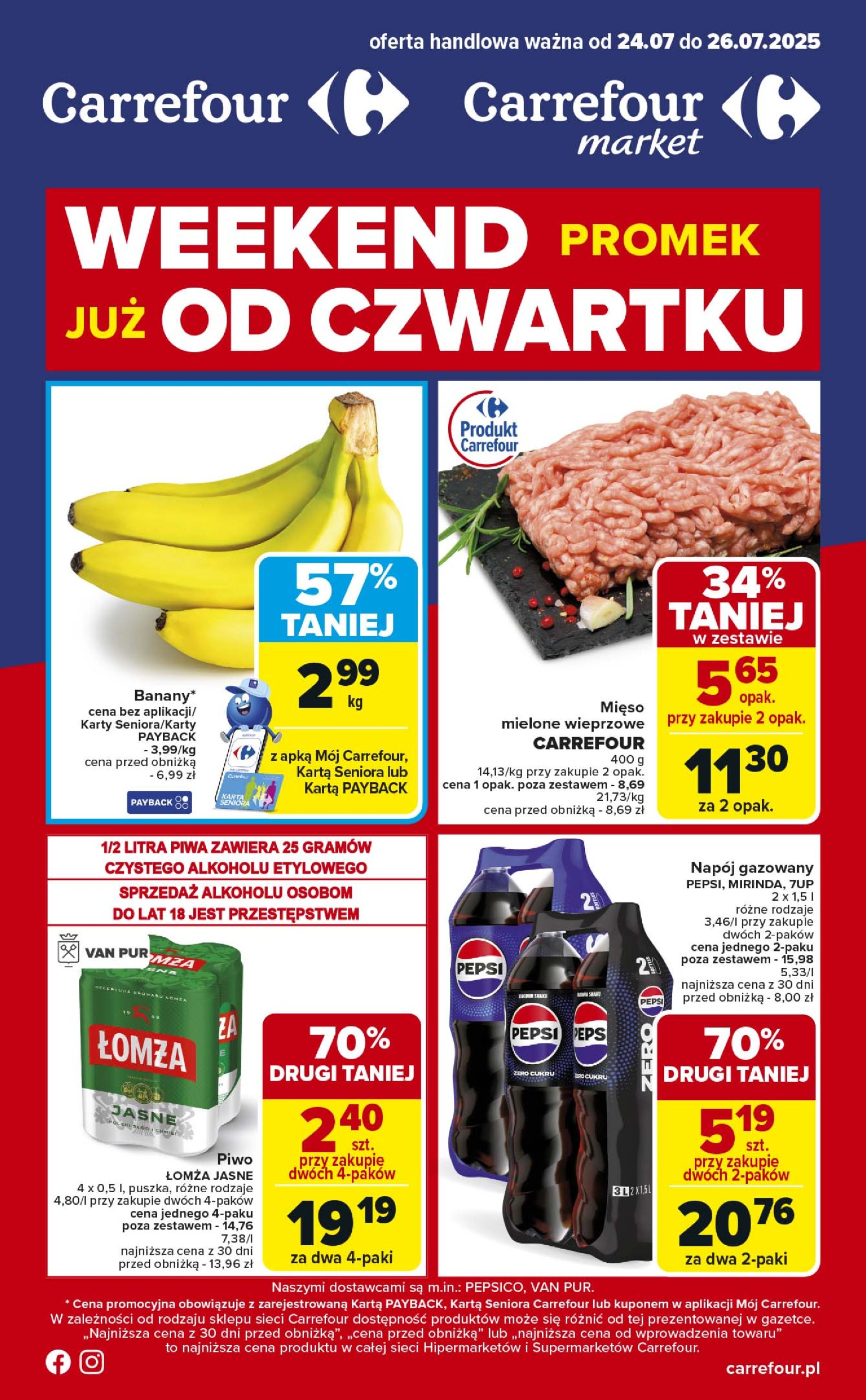 carrefour - Gazetka Carrefour - Weekend promek już od czwartku! ważna od 24.07. - 26.07.