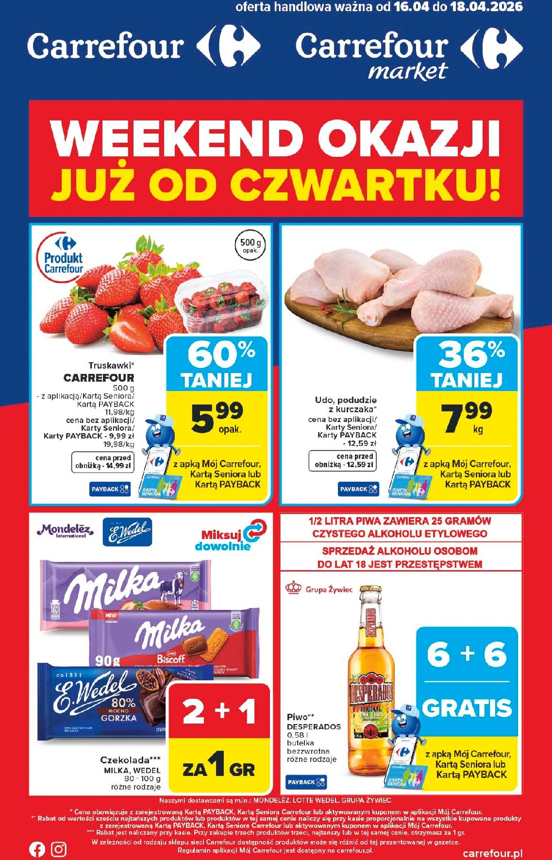 carrefour - Aktualna gazetka Carrefour - Weekend promek już od czwartku ważna od 16.04.2026 do 18.04.2026
