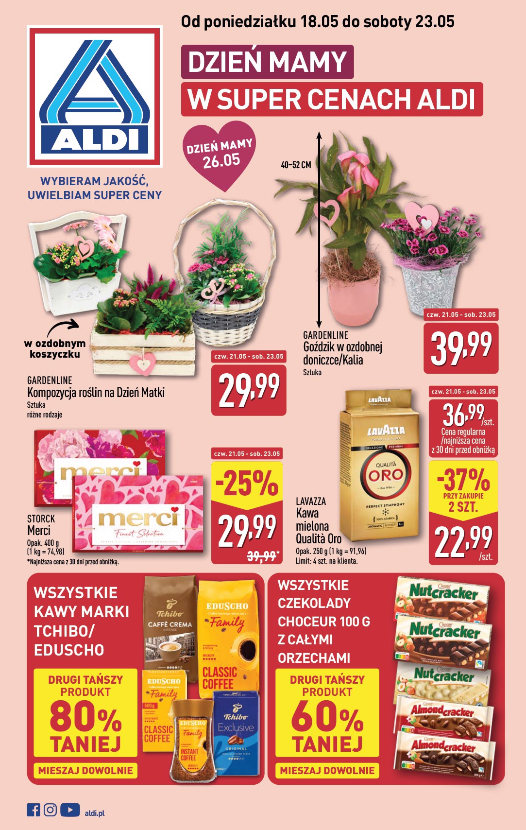 aldi - Nowa gazetka ALDI - Dzień mamy ważna od 18.05.2026 do 23.05.2026