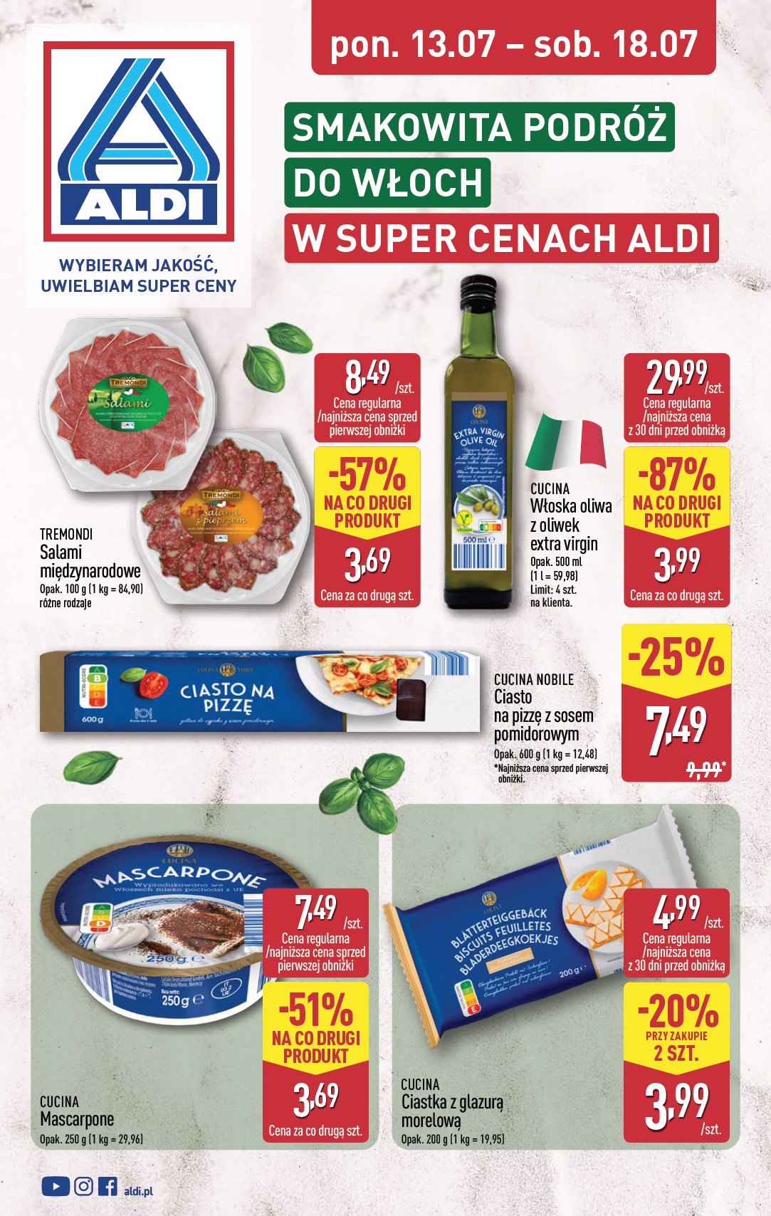aldi - Nowa gazetka ALDI - Smakowita podróż do Włoch ważna od 13.07.2026 do 18.07.2026