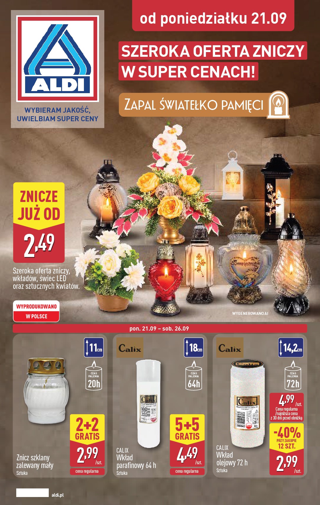 aldi - Nowa gazetka ALDI - Znicze i stroiki ważna od 21.09.2026 do 30.09.2026