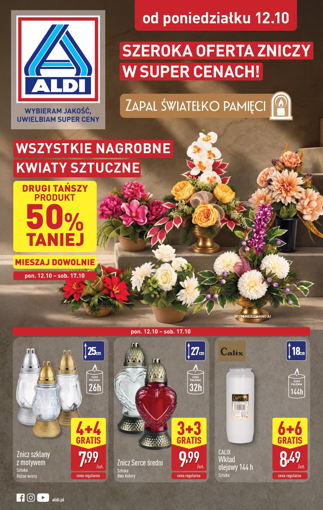 aldi - Nowa gazetka ALDI - Znicze i stroiki ważna od 12.10.2026 do 17.10.2026