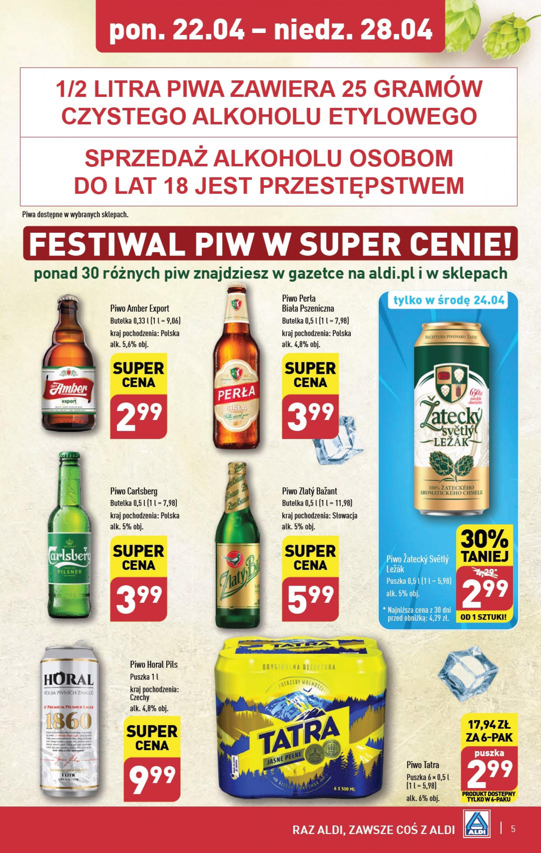 aldi - Aldi - Festiwal piwa w super cenach gazetka aktualna ważna od 22.04. - 28.04. - page: 5