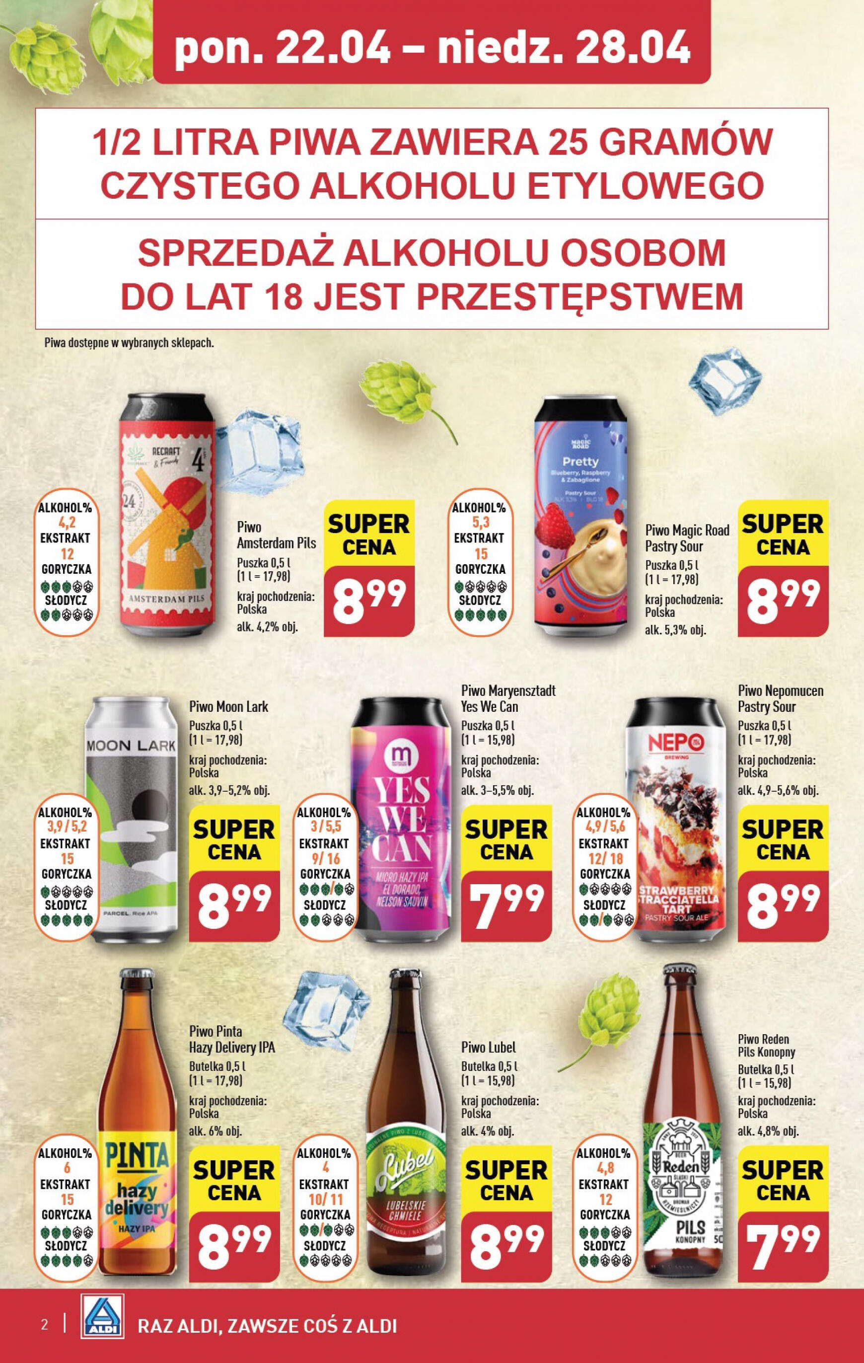 aldi - Aldi - Festiwal piwa w super cenach gazetka aktualna ważna od 22.04. - 28.04. - page: 2