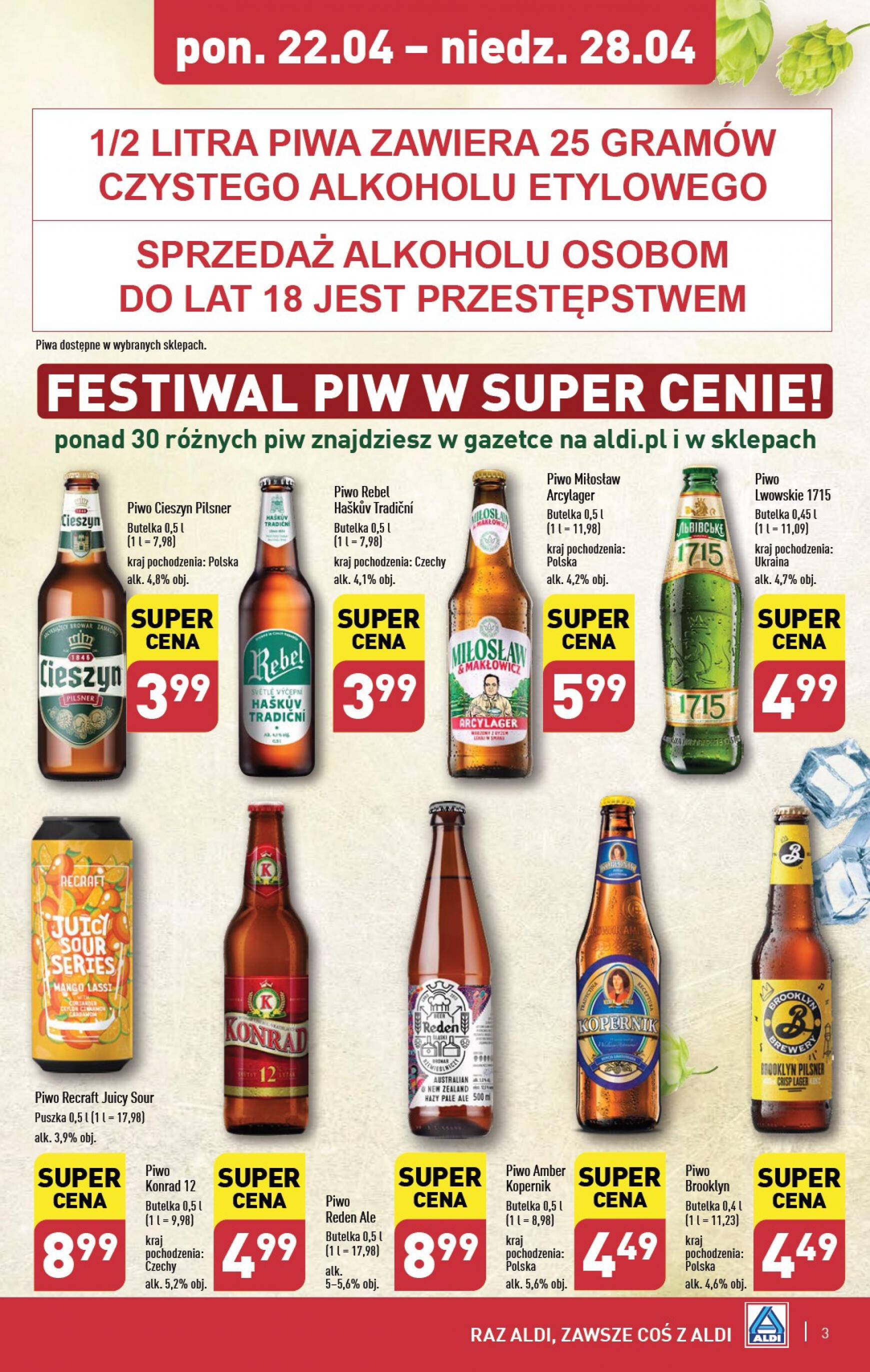 aldi - Aldi - Festiwal piwa w super cenach gazetka aktualna ważna od 22.04. - 28.04. - page: 3