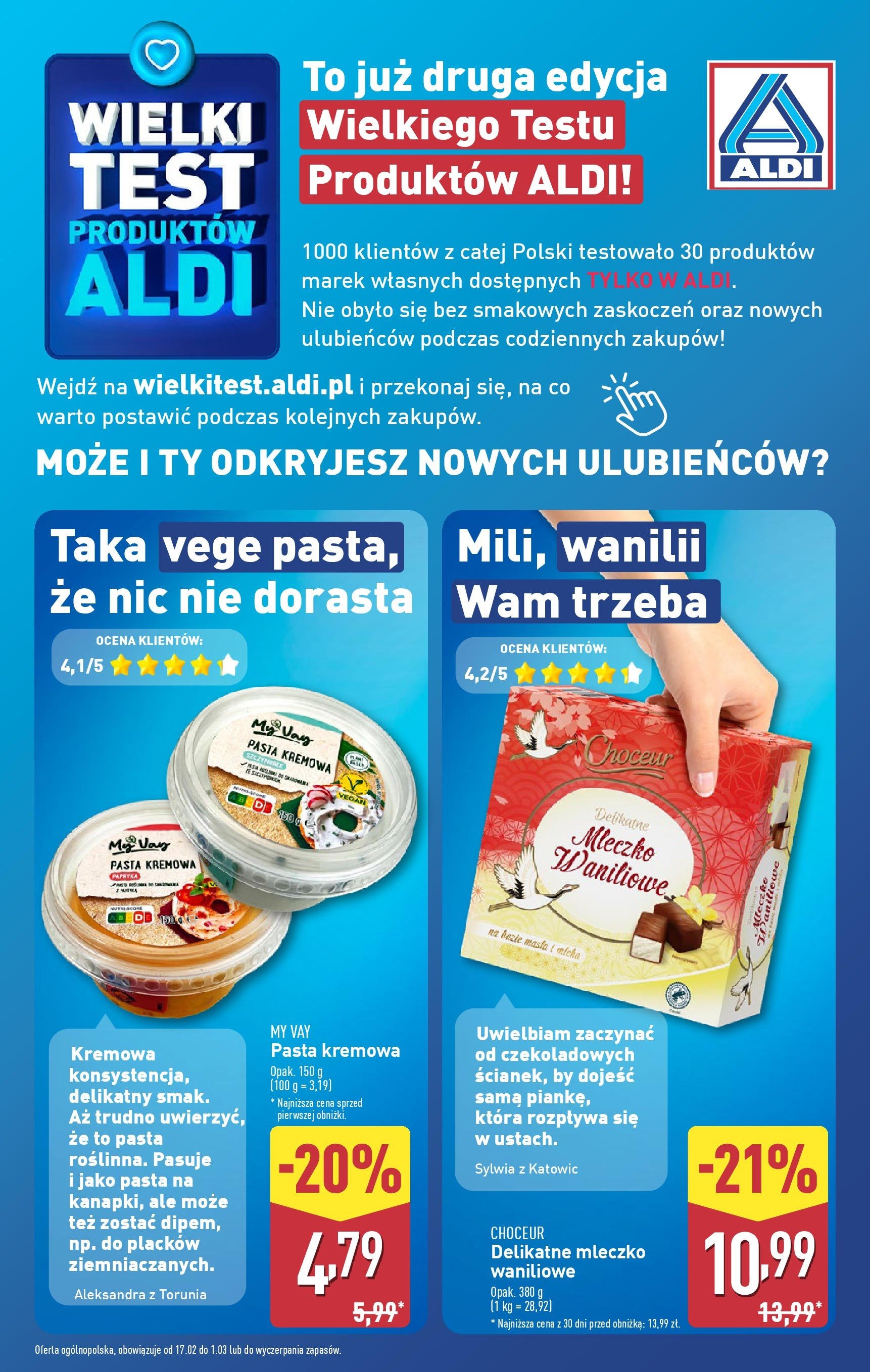 aldi - ALDI - Wielki test gazetka ważna od 17.02. - 22.02.