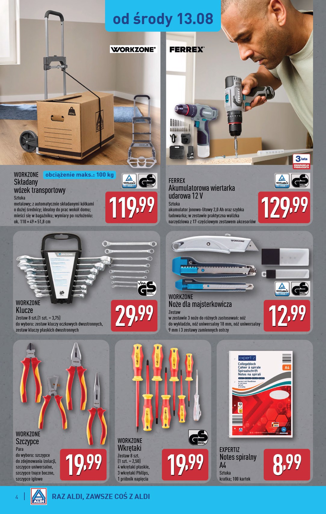 aldi - Gazetka ALDI - Artykuły przemysłowe i tekstylia - ważna od 13.08. do 16.08. - page: 4