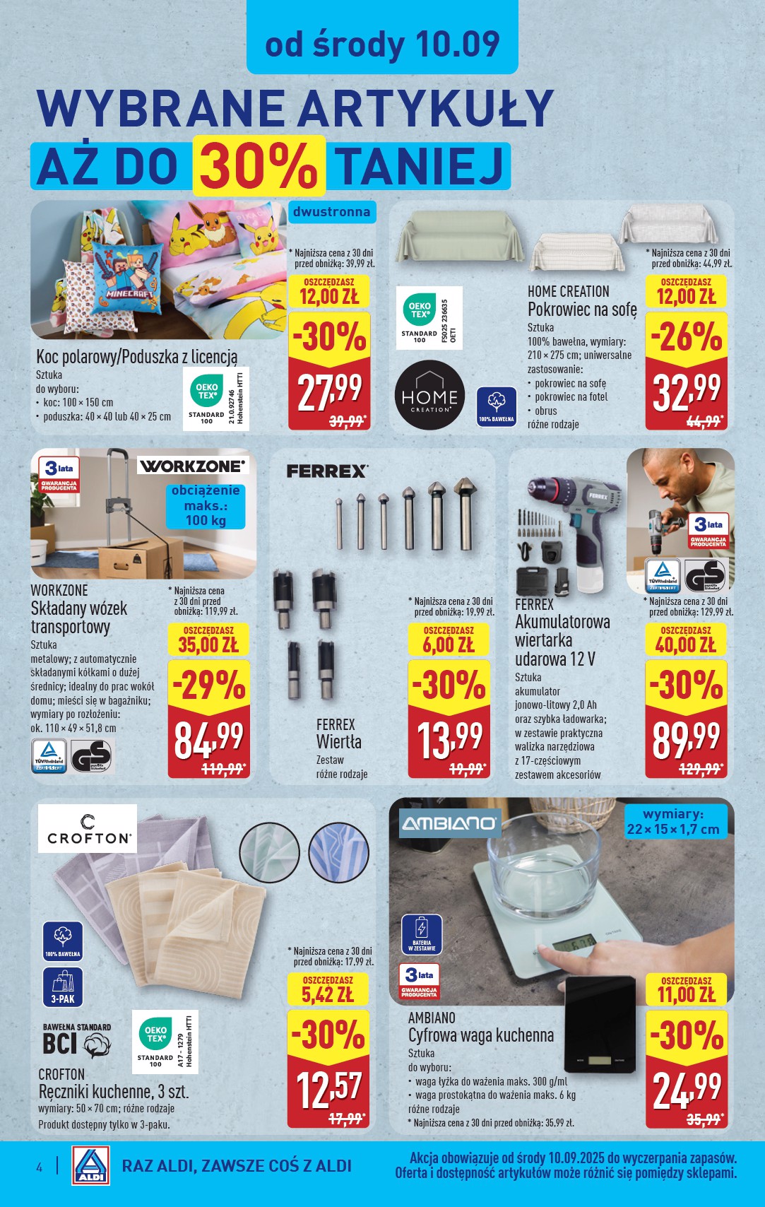 aldi - Gazetka ALDI - Artykuły przemysłowe i tekstylia - ważna od 10.09. do 13.09. - page: 4