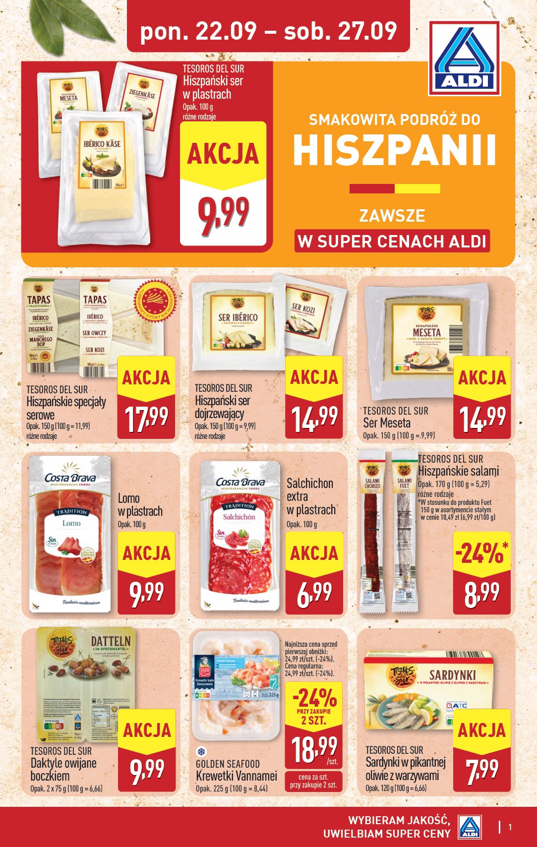 aldi - Gazetka ALDI - Tydzień Hiszpański - ważna od 22.09. do 27.09.