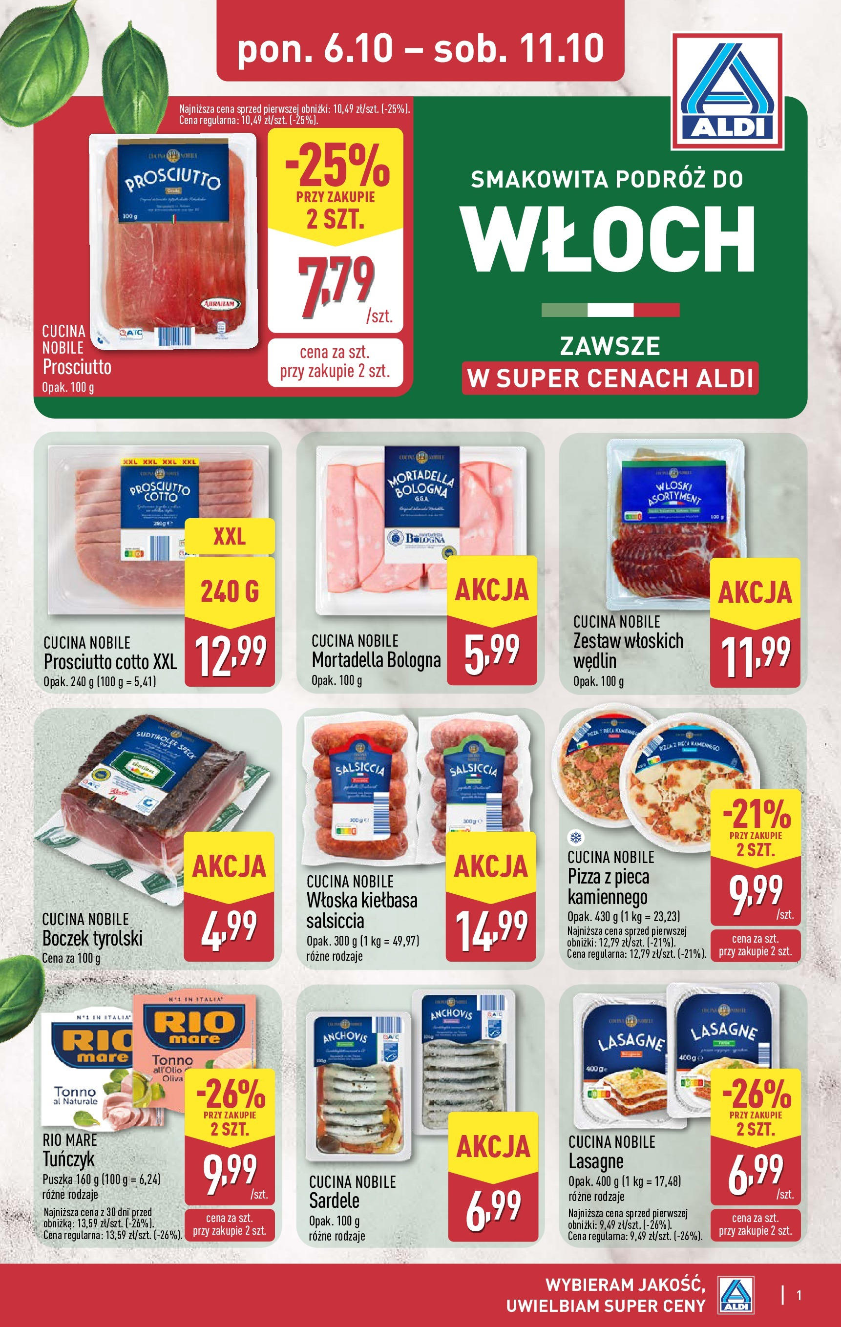 aldi - Gazetka ALDI - Smakowita podróż do Włoch - ważna od 06.10. do 11.10.