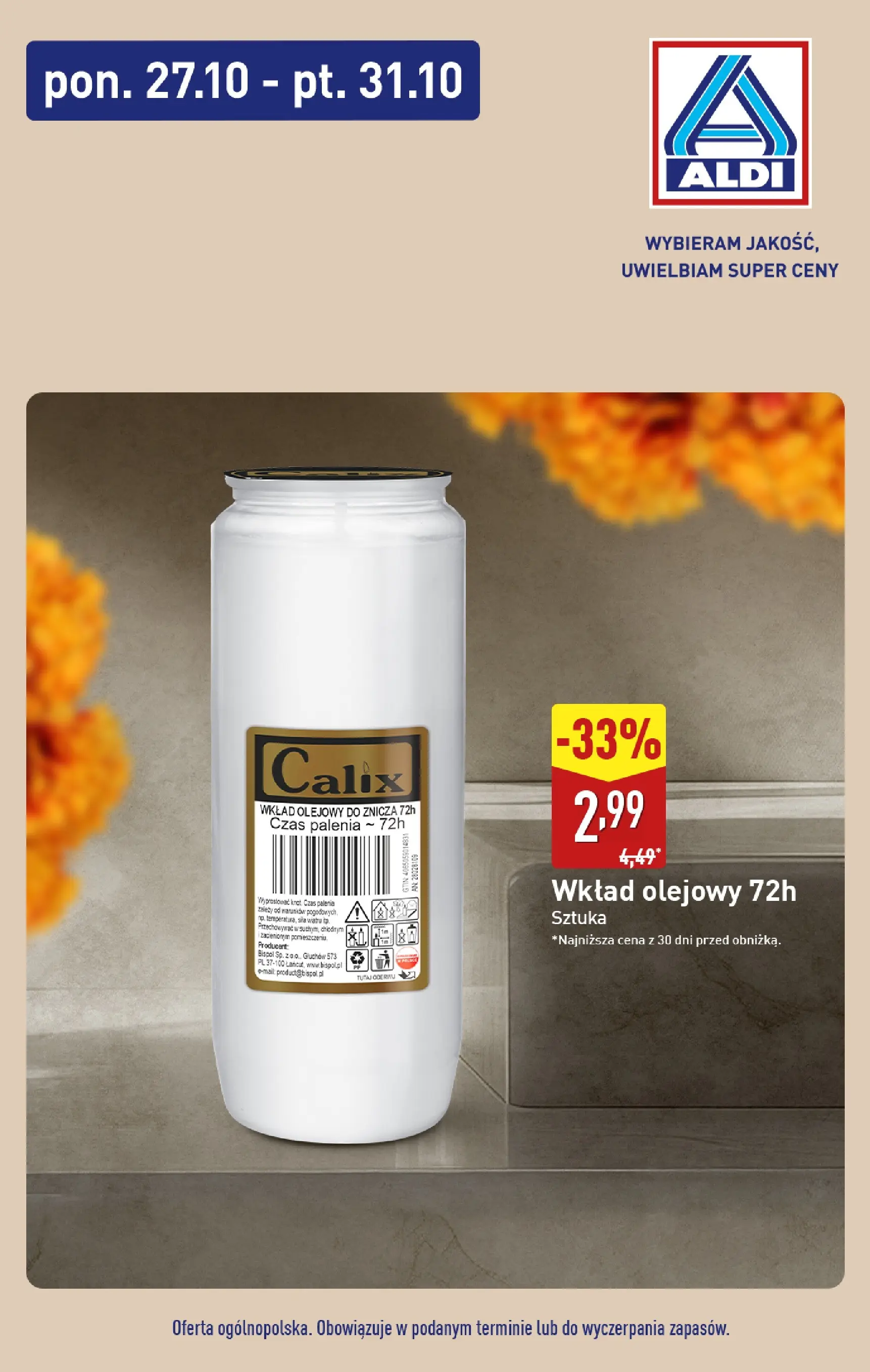 aldi - Gazetka ALDI - Wkład olejowy - ważna od 27.10. do 31.10.
